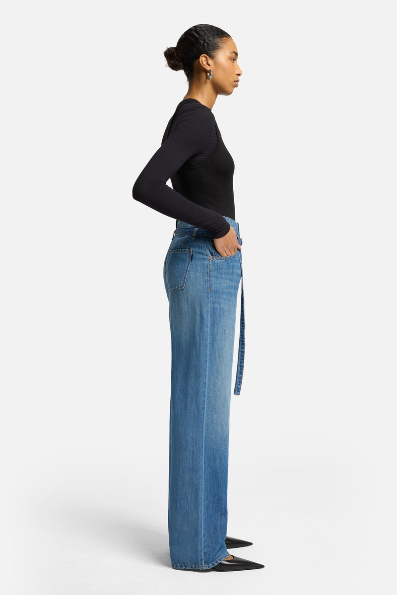 BELTED WIDE LEG In Indigo Linen 6
