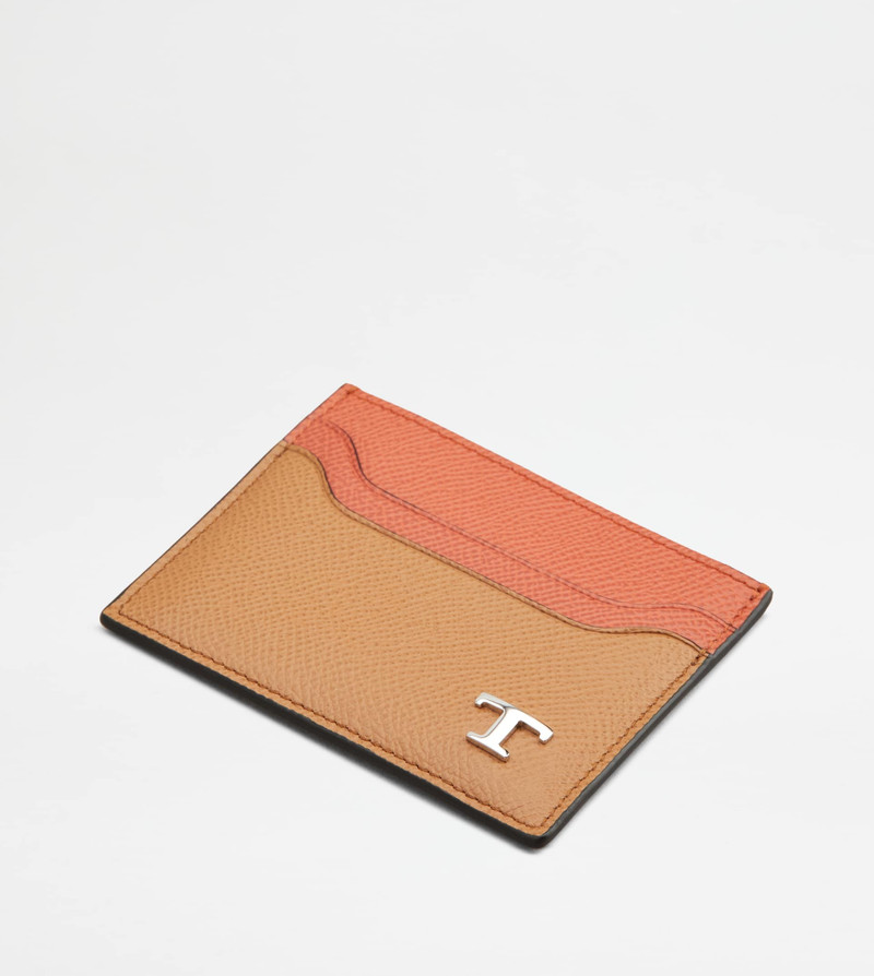 Tod's CARD HOLDER IN LEATHER - BROWN, ORANGE outlook