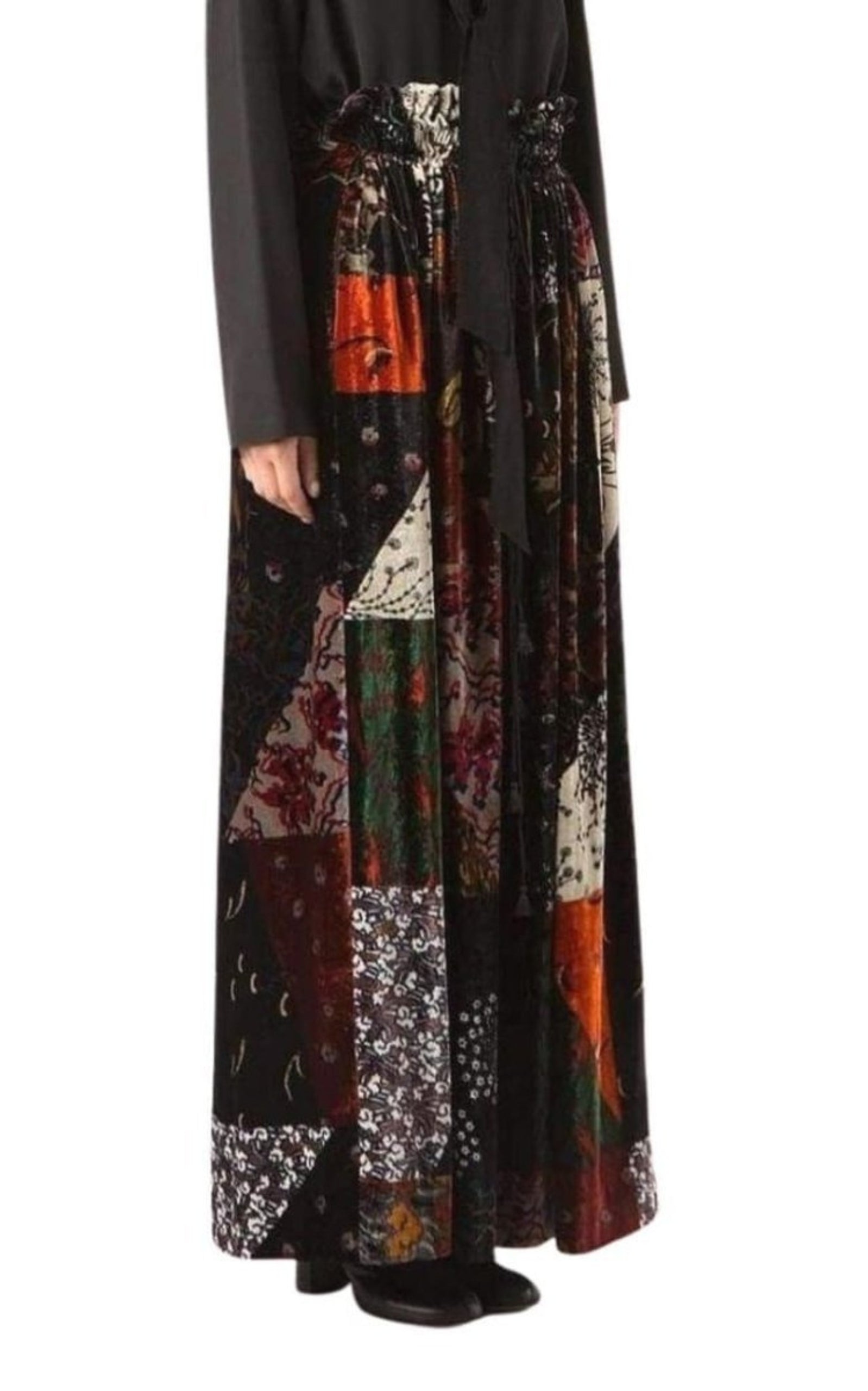 Velvet Patchwork Silk Blend Maxi Skirt - 3