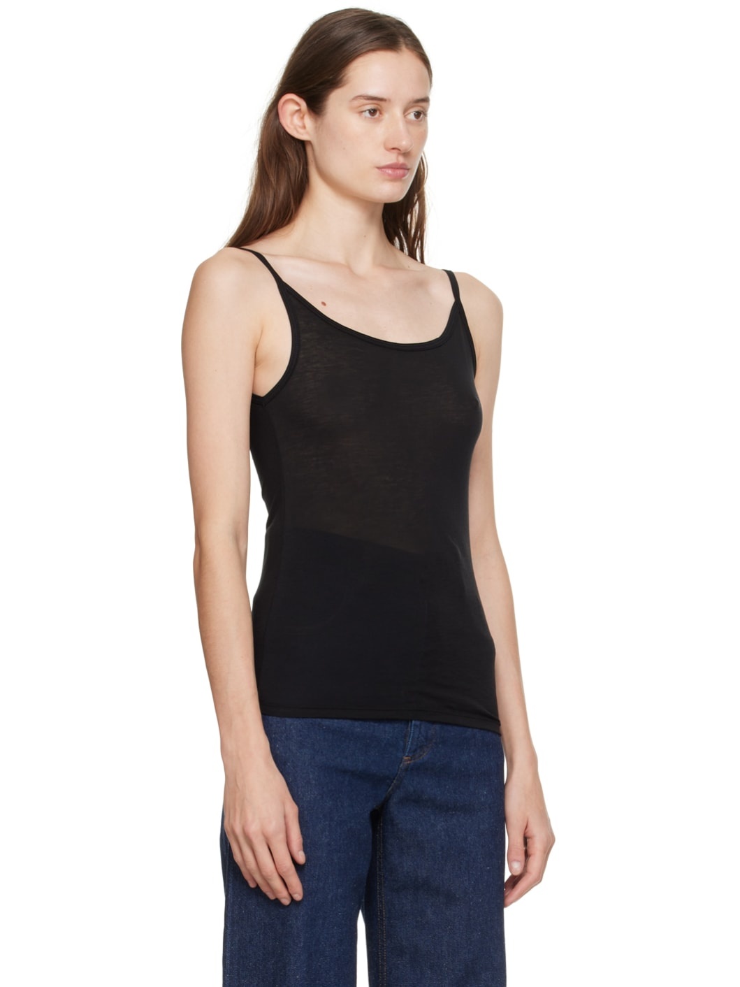 Black Semi-Sheer Tank Top - 2