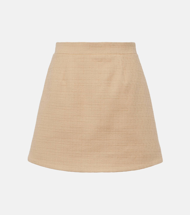 High-rise cotton-blend tweed miniskirt - 1