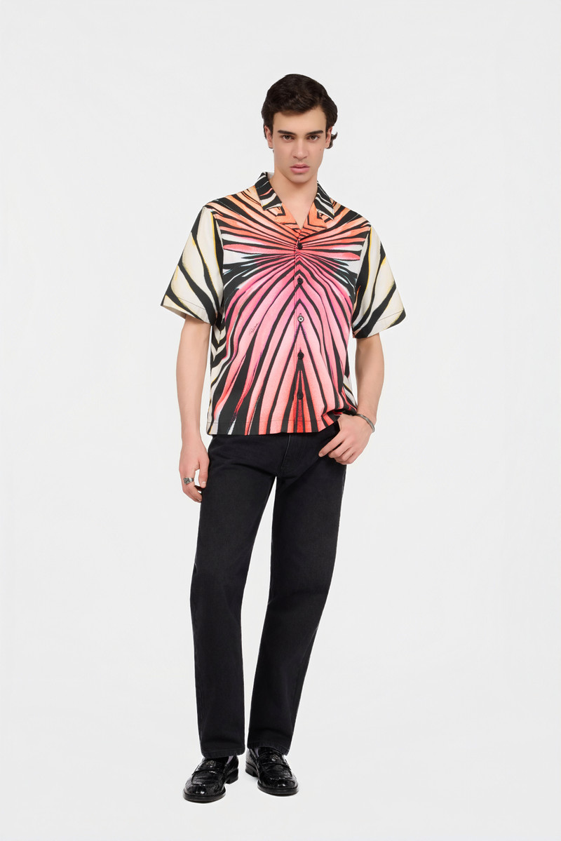 Roberto Cavalli Ray Of Paradise Print Denim Shirt outlook