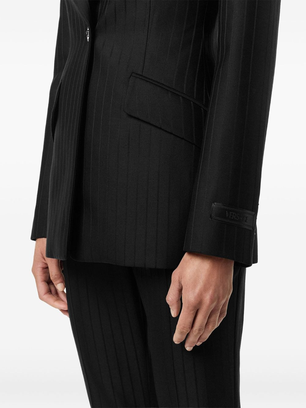 pinstripe single-breasted blazer - 5