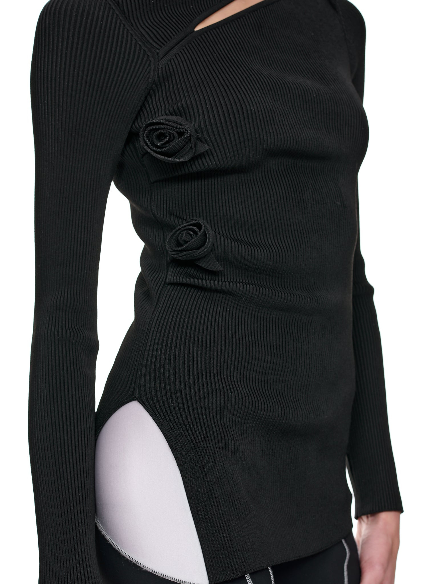 Asymmetric Rib Flower Top - 4