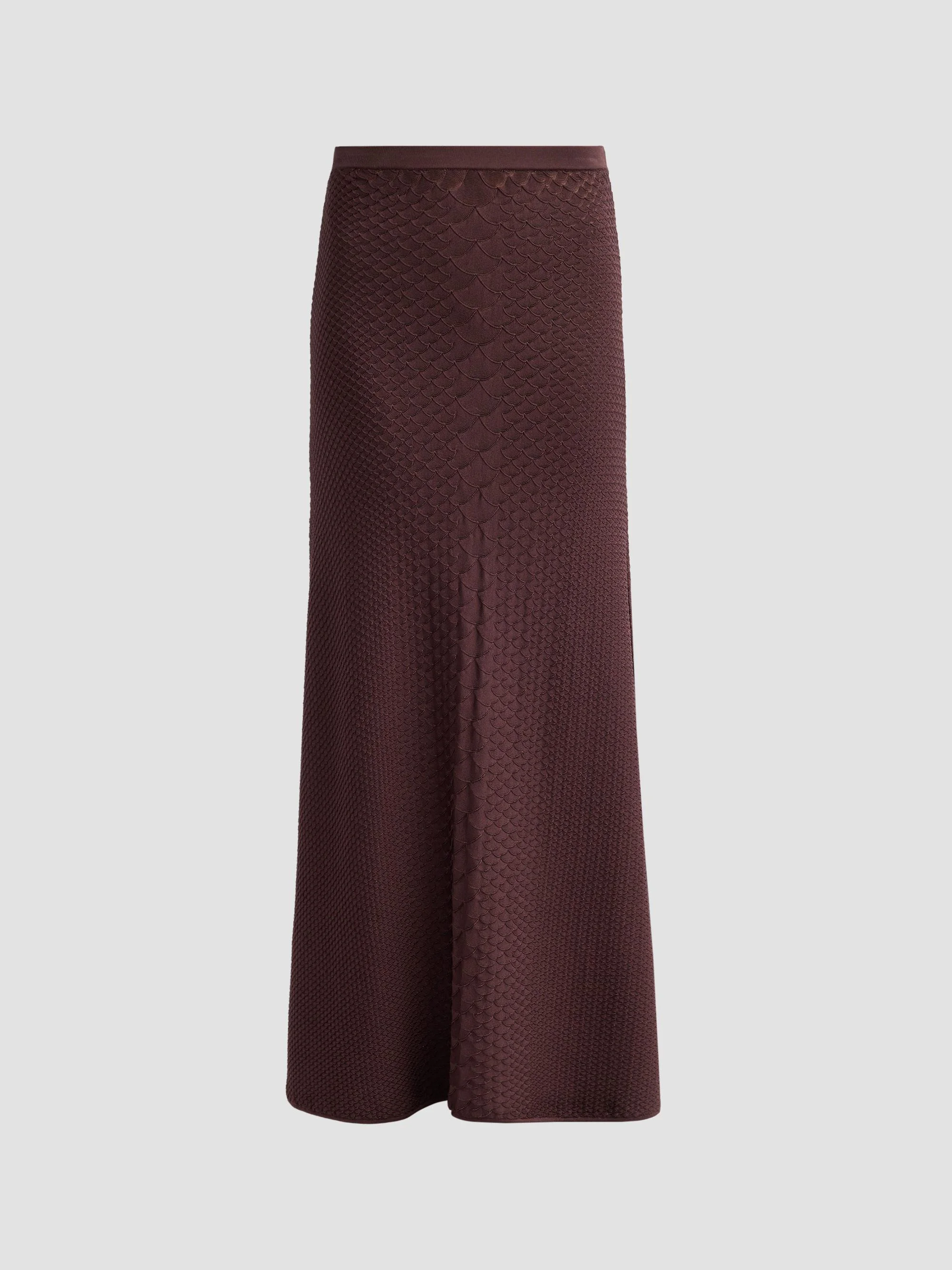 Women's Sarita Snake-Embossed Jacquard Midi Skirt - Espresso - 1