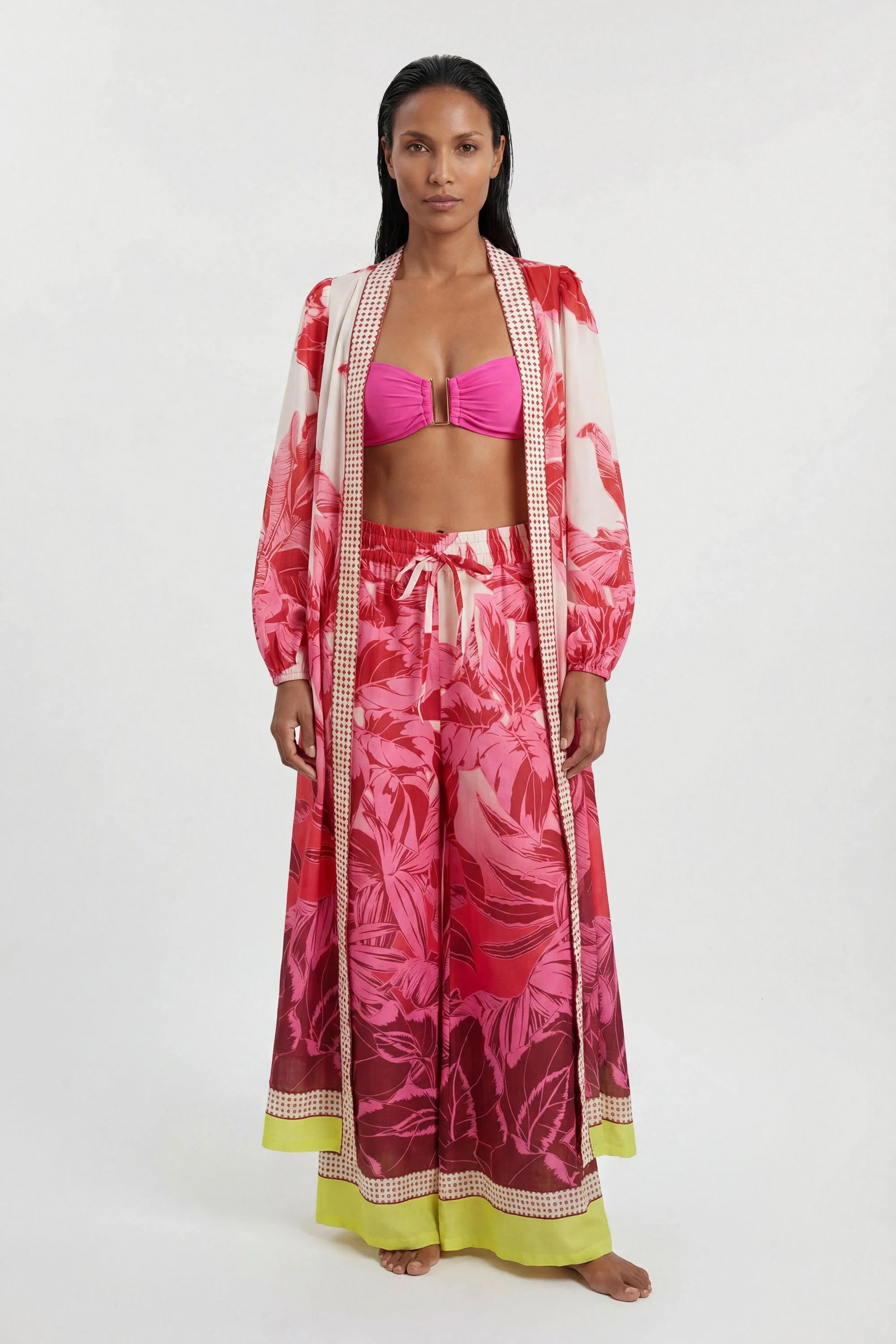 Printed Cotton Voile Beach Trousers - 1