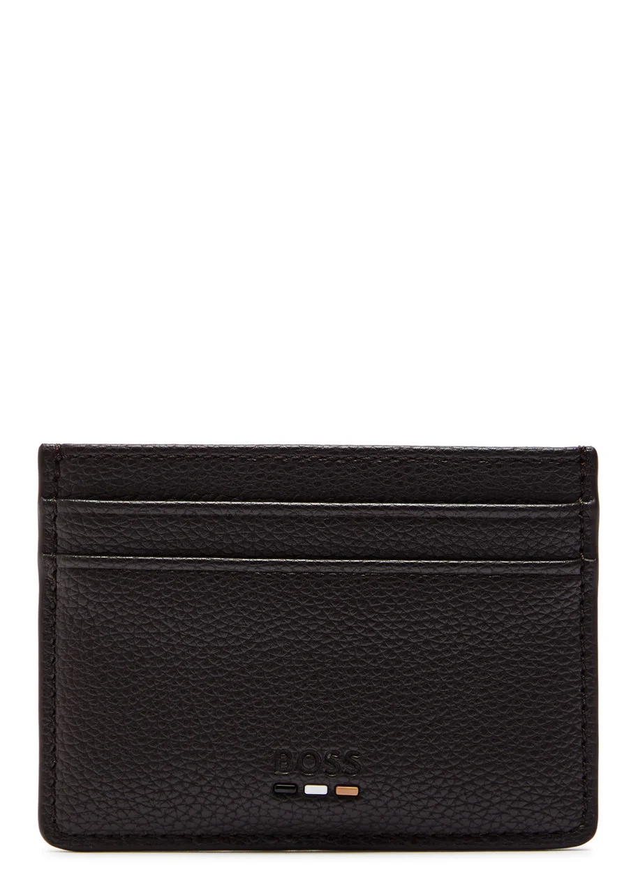 Boss Ray Logo Grained Leather Card Holder - 1