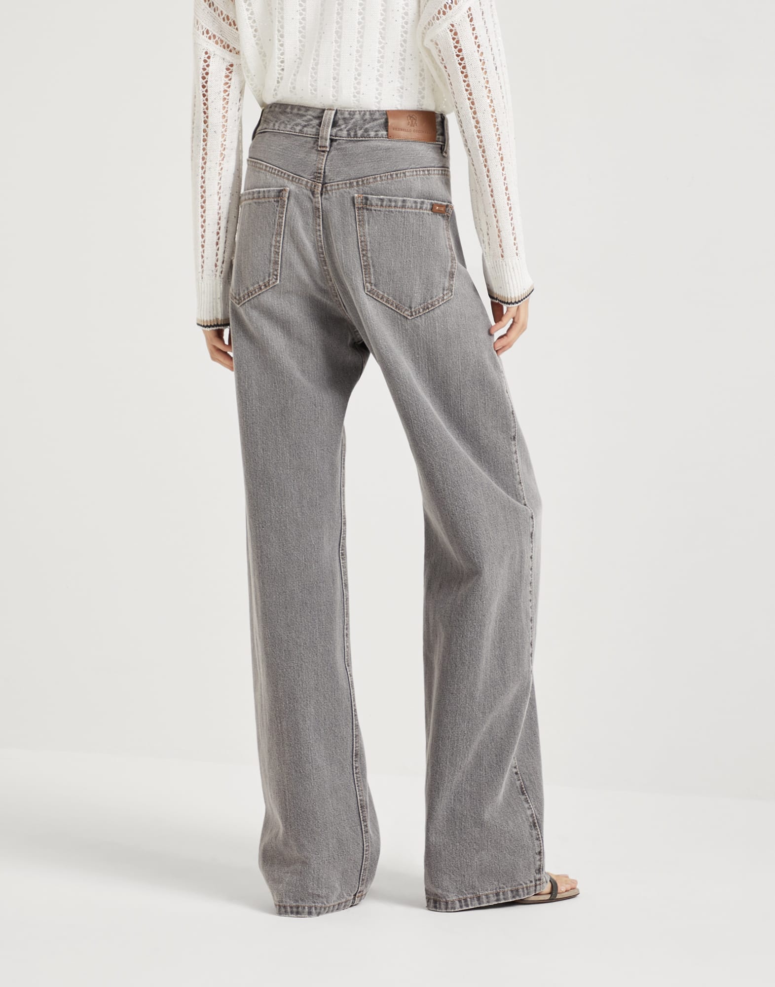 Authentic denim contemporary loose trousers with monili - 2