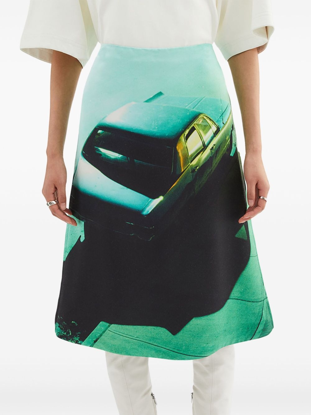 printed satin skirt - 5