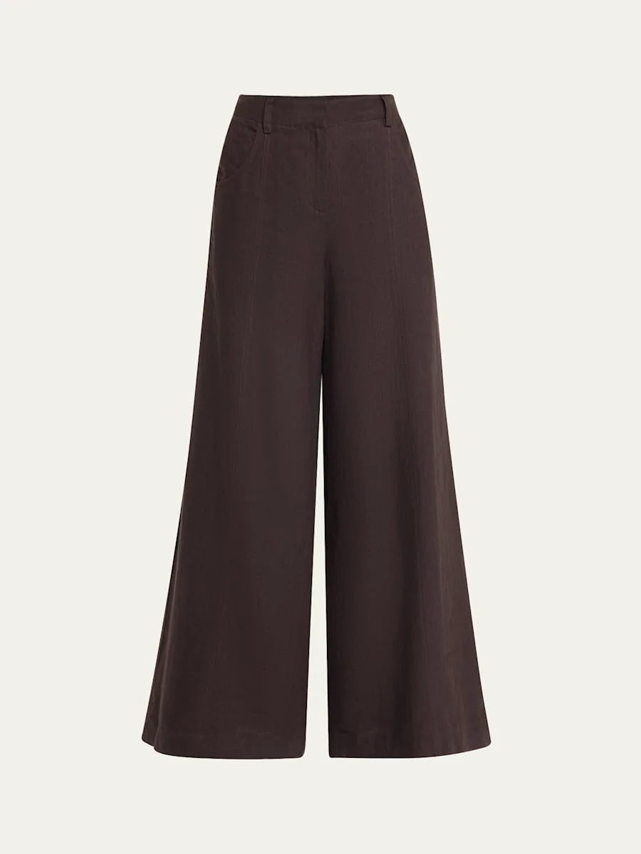 Dees Wide-Leg Linen Trousers - 1