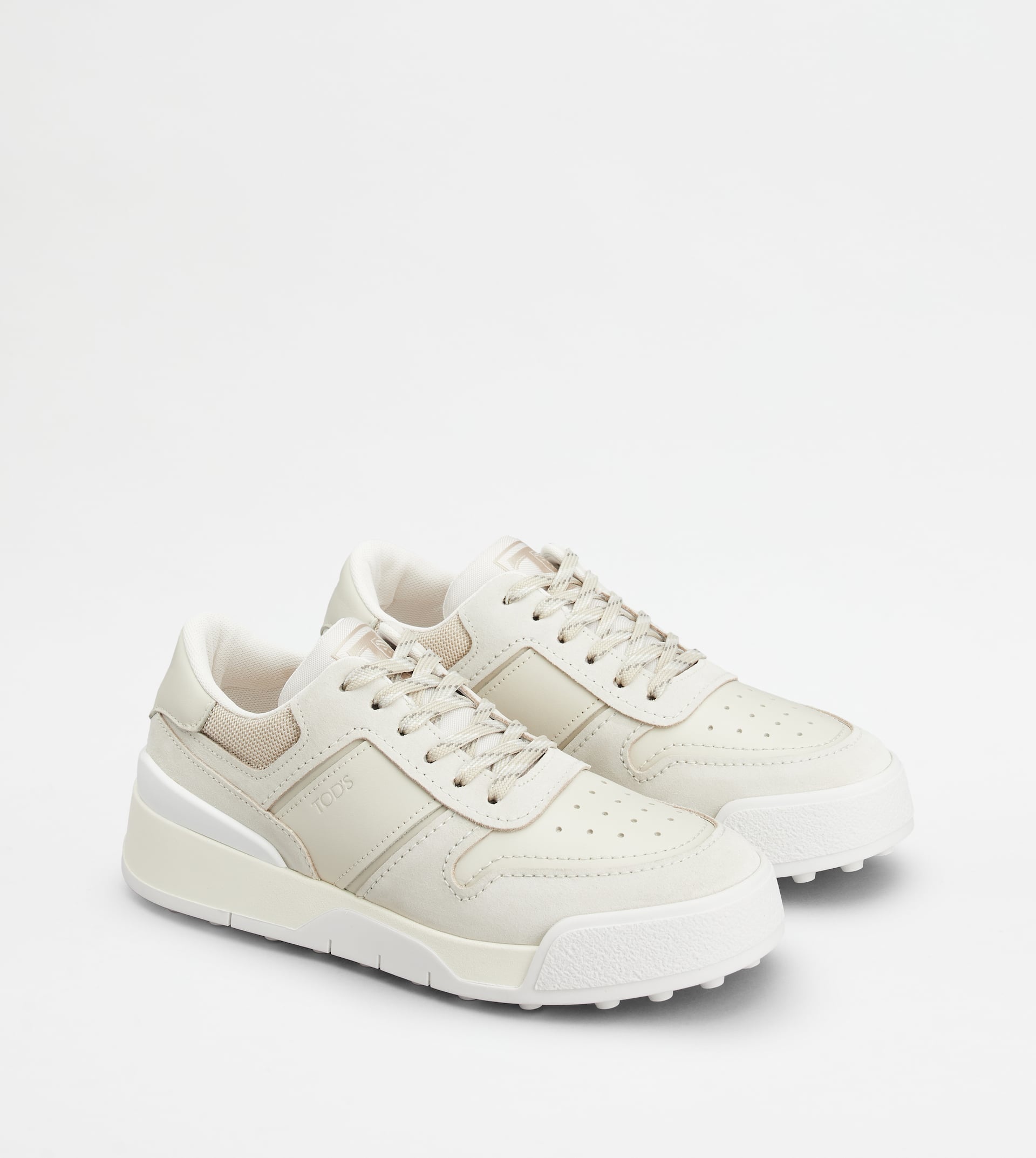 TOD'S SNEAKERS IN SUEDE AND SMOOTH LEATHER - OFF WHITE - 3
