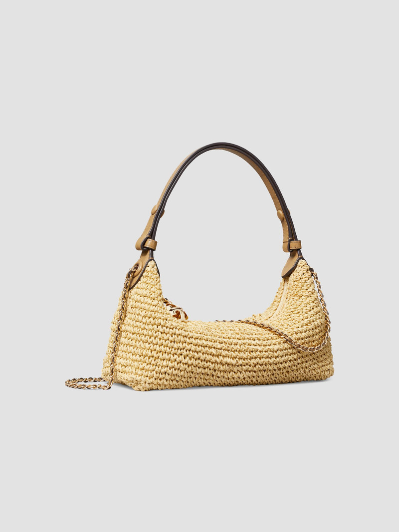 Women's Fleming Crochet Raffia Pochette - Natural 3