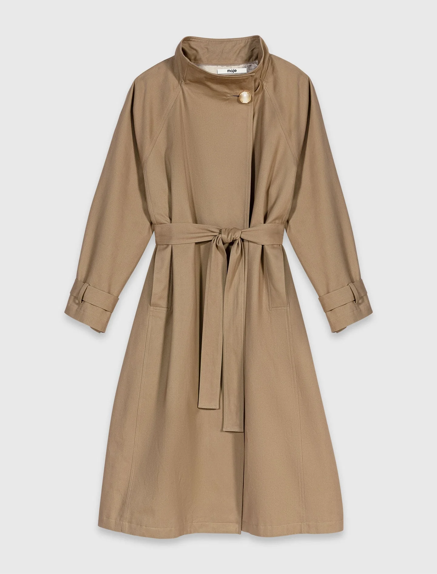 Long belted trench with gold buttons - 1
