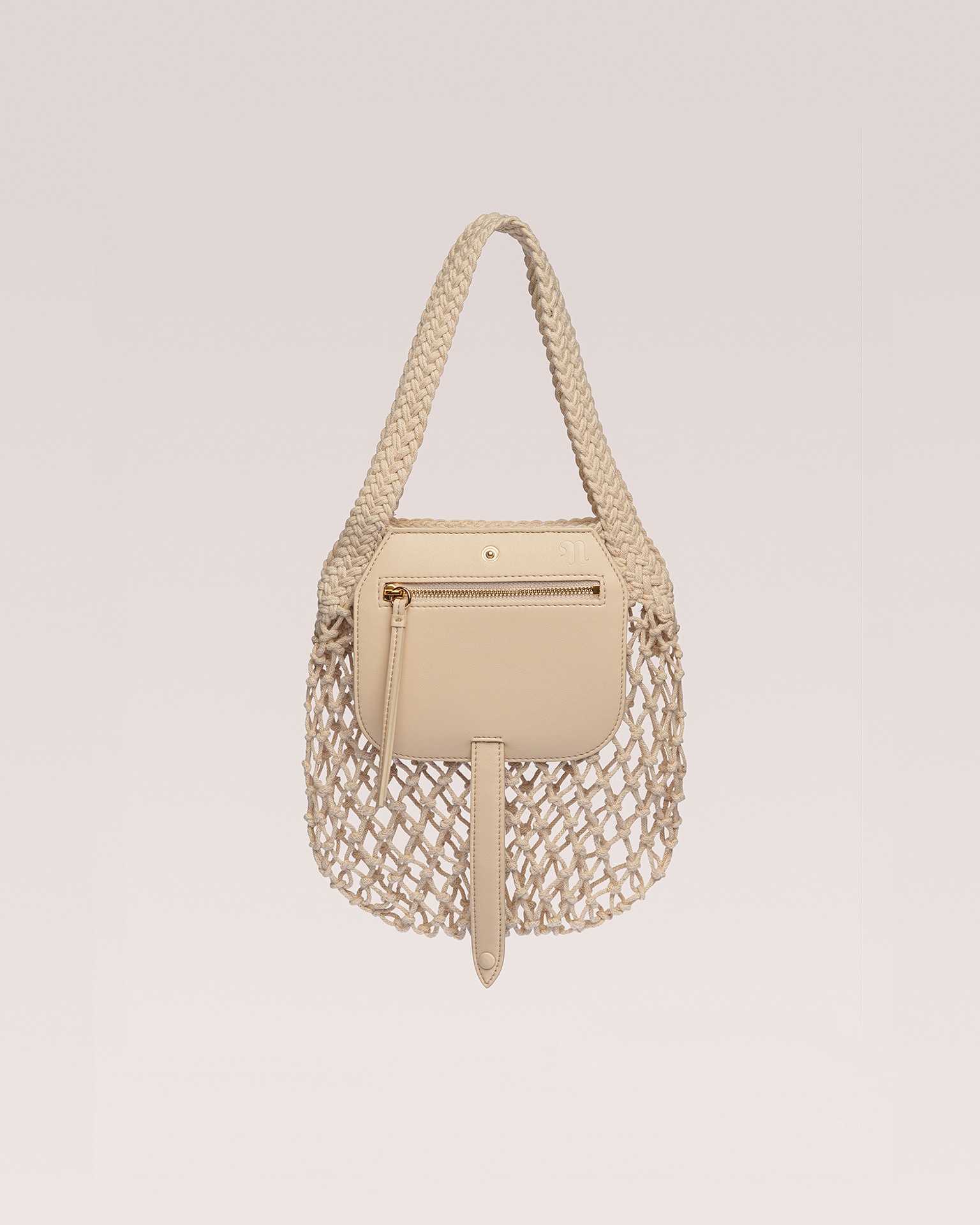 RUBA - Cotton mesh mini shopping tote - Creme - 1