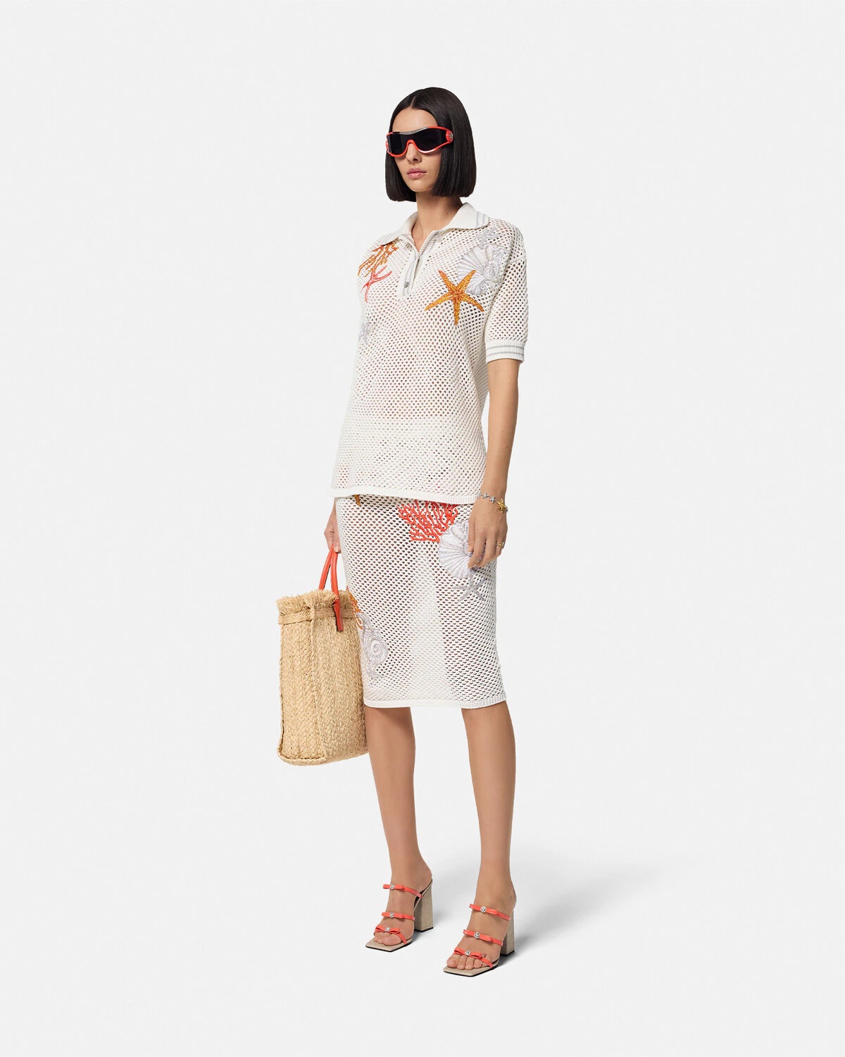 Crochet Knit Oversized Polo Shirt - 2