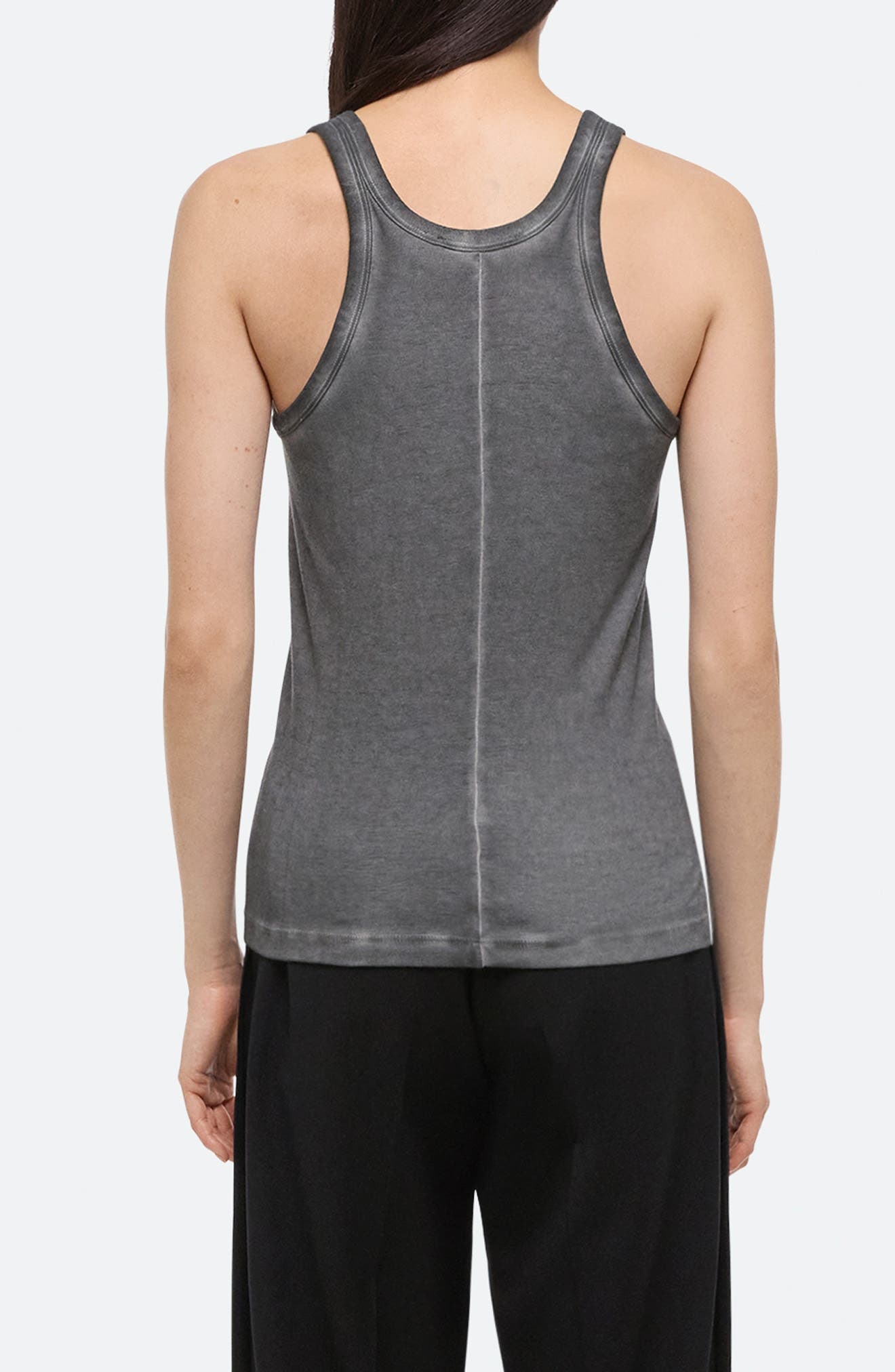 Helmut Lang Garment Dyed Racerback Pima Cotton Tank Top in Gunmetal at Nordstrom - 2