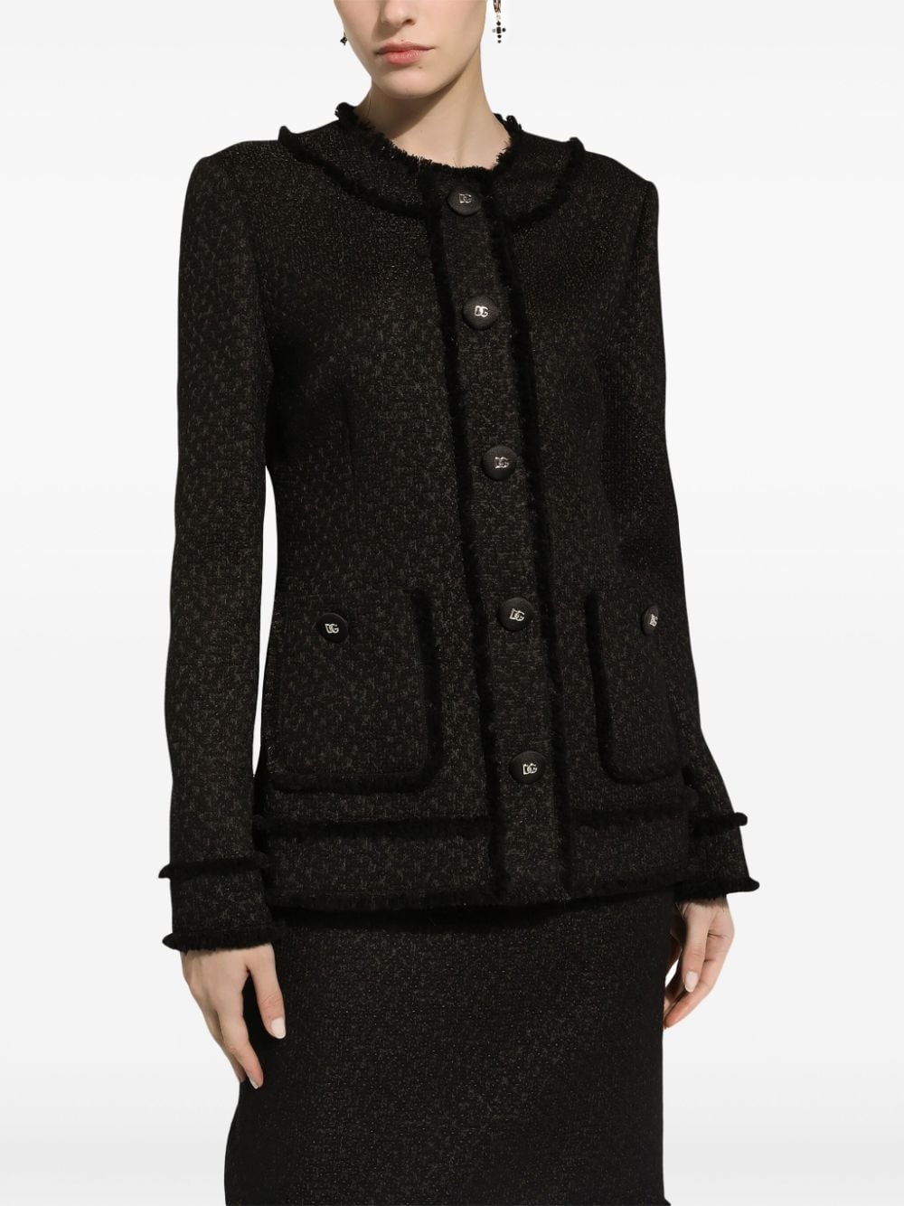 logo-engraved buttoned jacket - 5