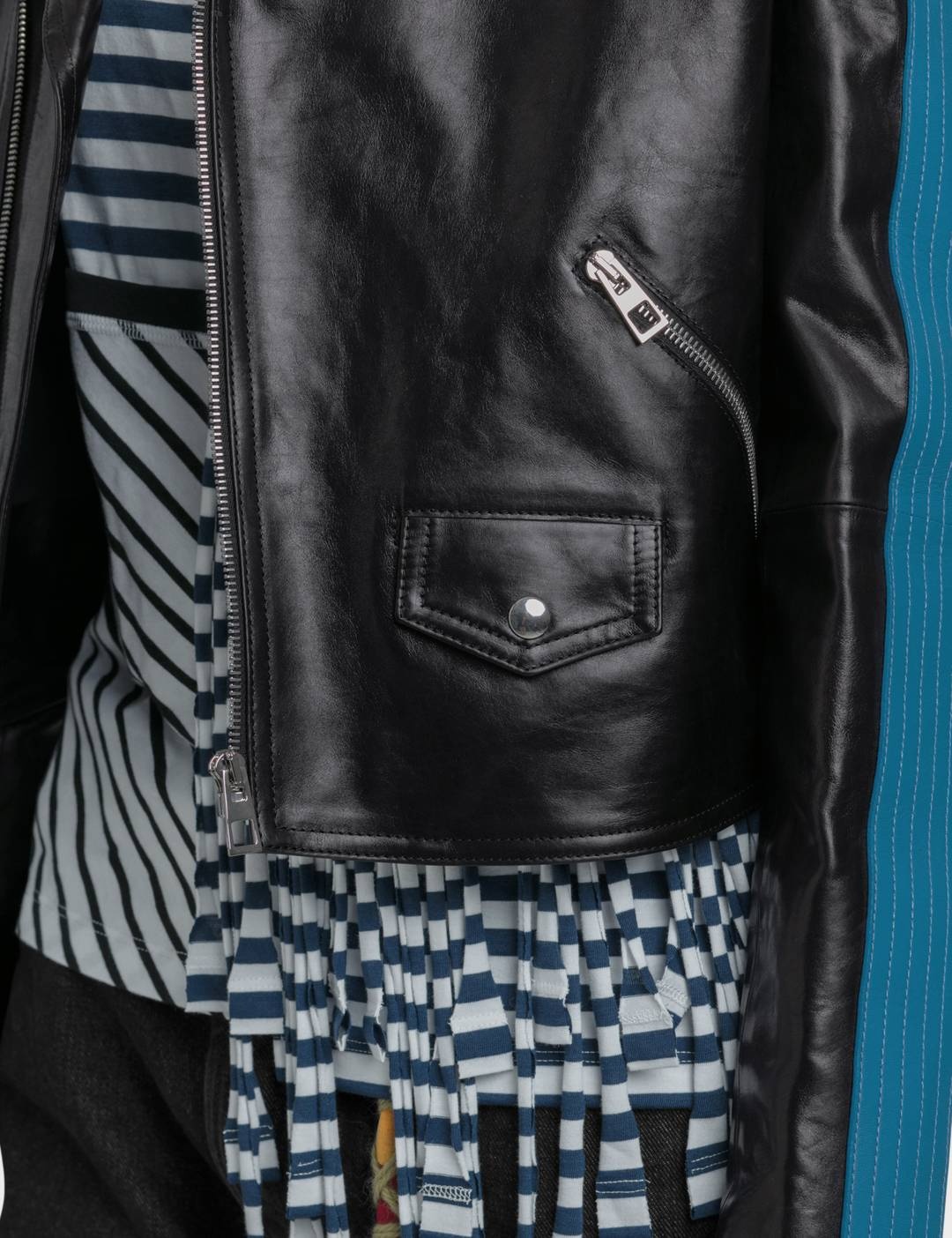 Blue Bands Leather Biker Jacket - 3