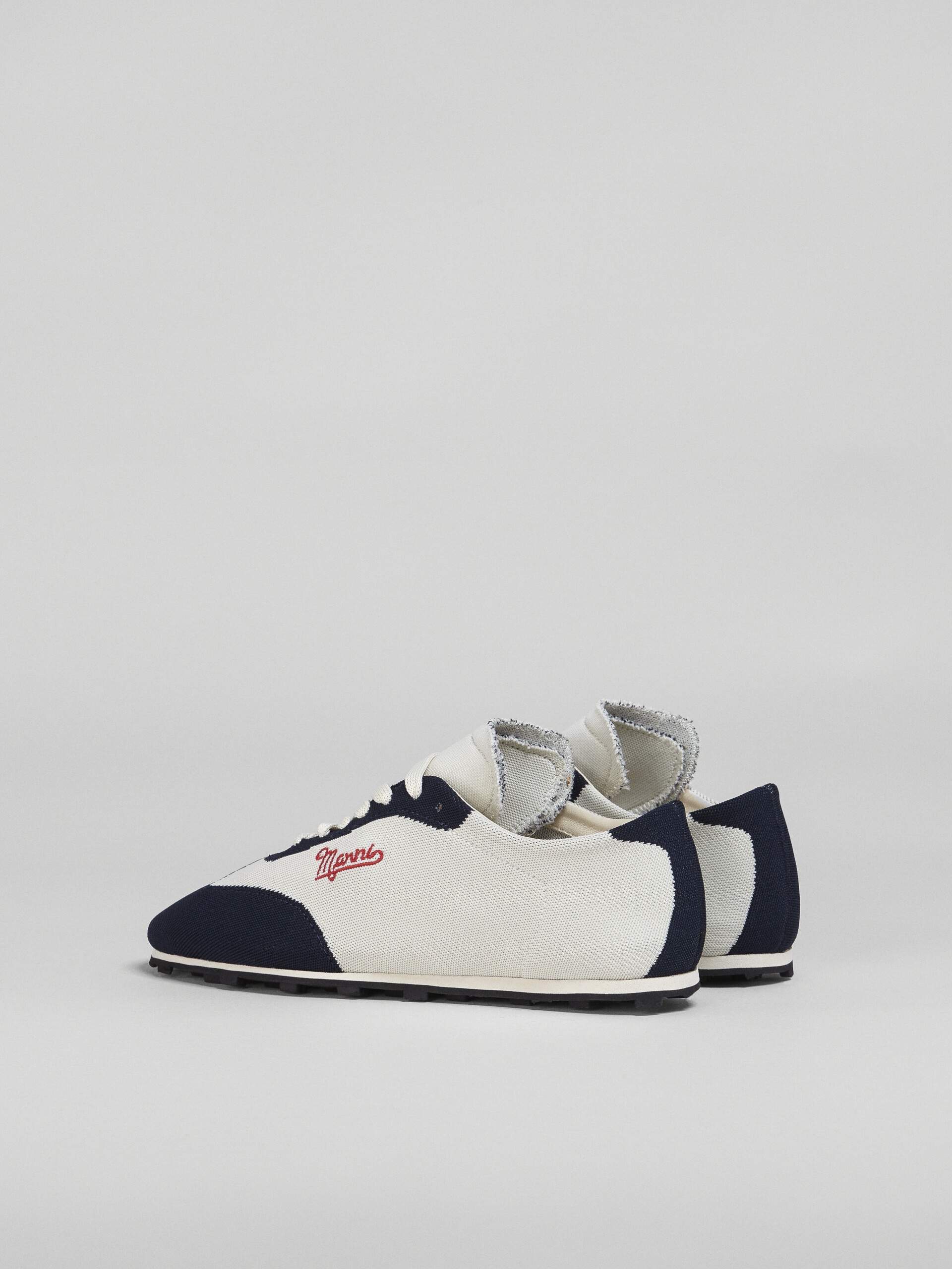 BEIGE AND BLUE STRETCH JACQUARD PEBBLE SNEAKER - 3