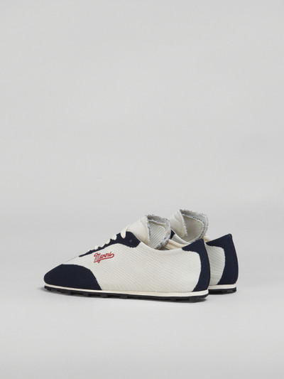 Marni BEIGE AND BLUE STRETCH JACQUARD PEBBLE SNEAKER outlook
