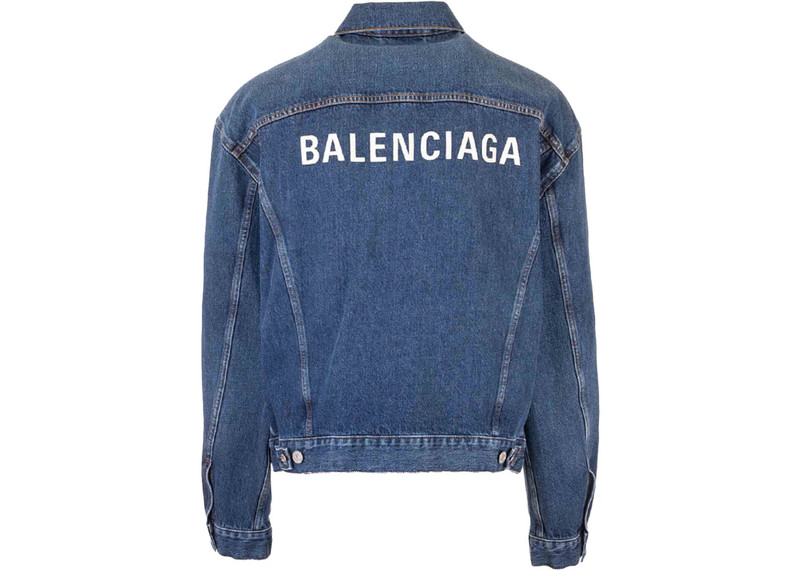 BALENCIAGA Balenciaga Logo Denim Jacket Blue outlook