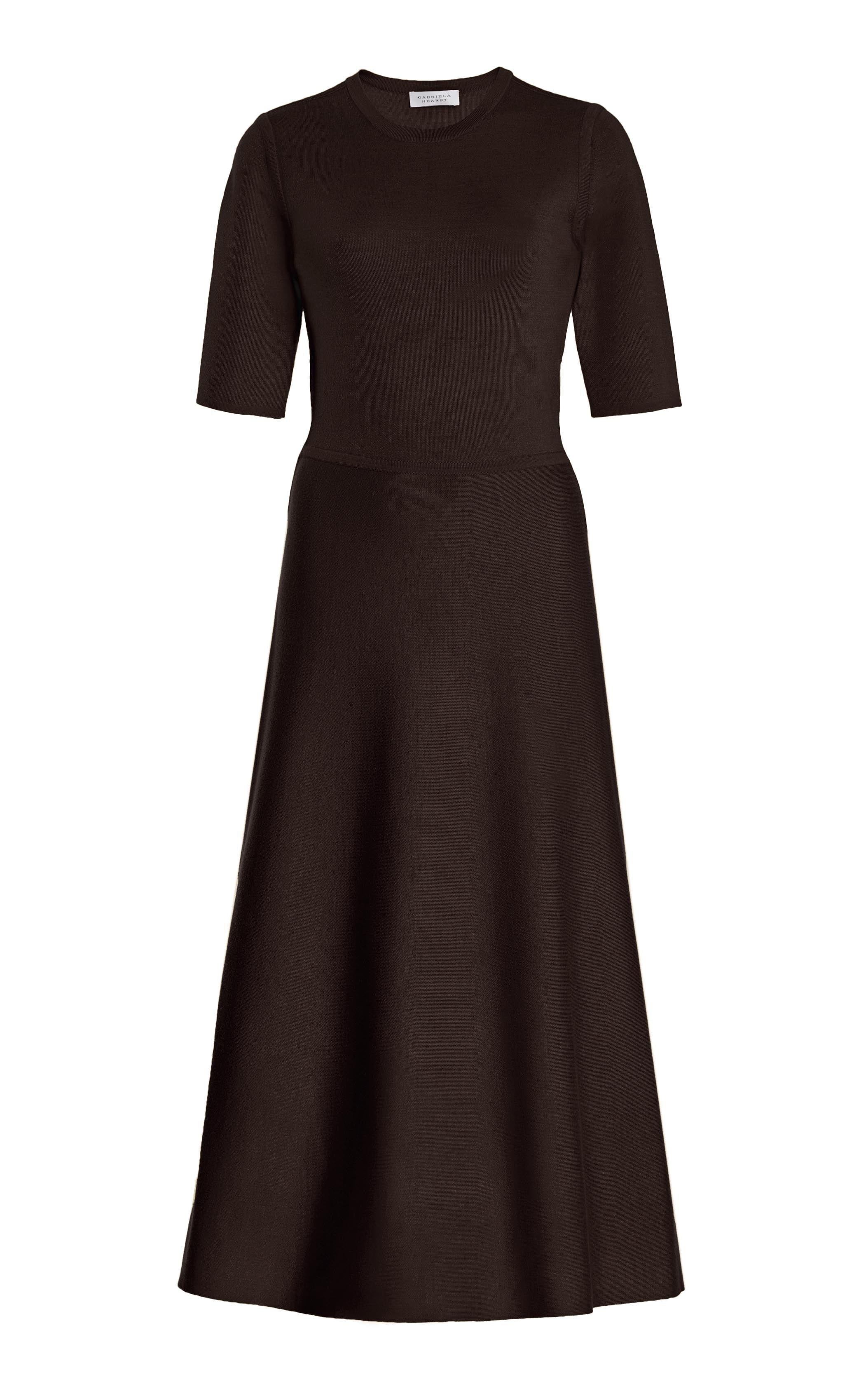 Seymore Knit Dress in Chocolate Cashmere Wool with Silk - 1