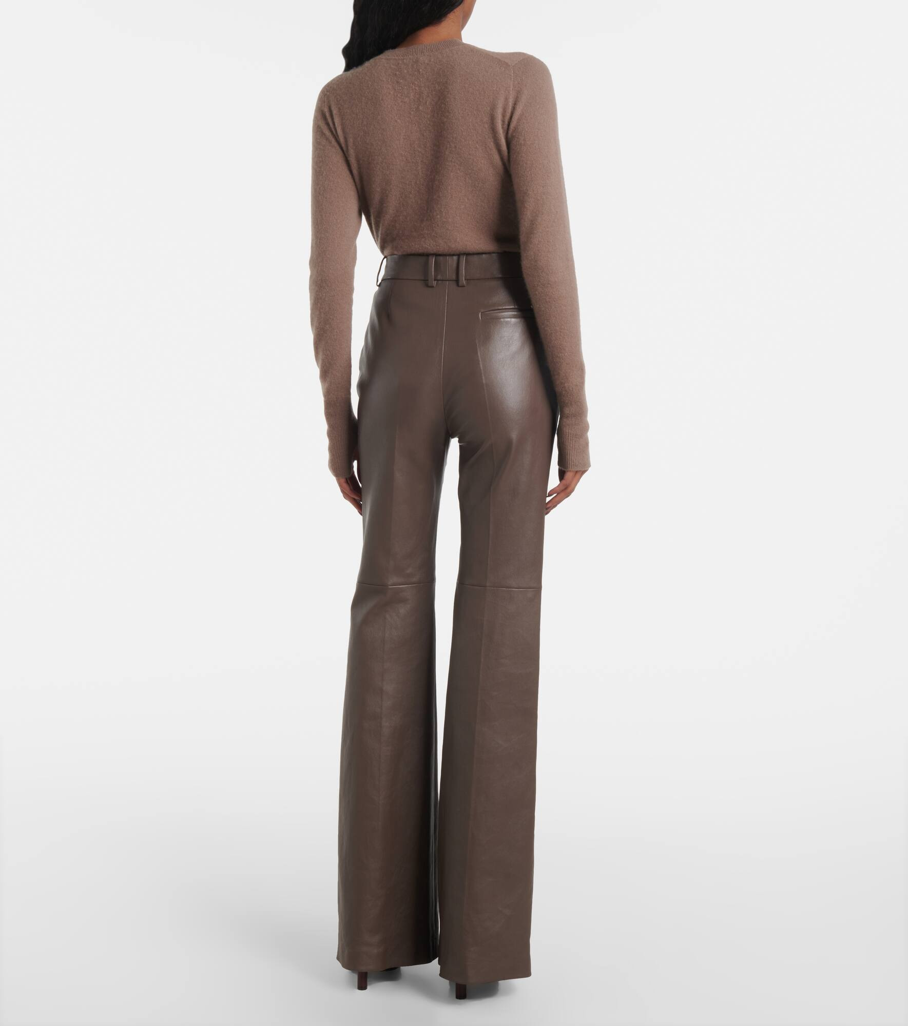 Tafira mid-rise leather flared pants - 3