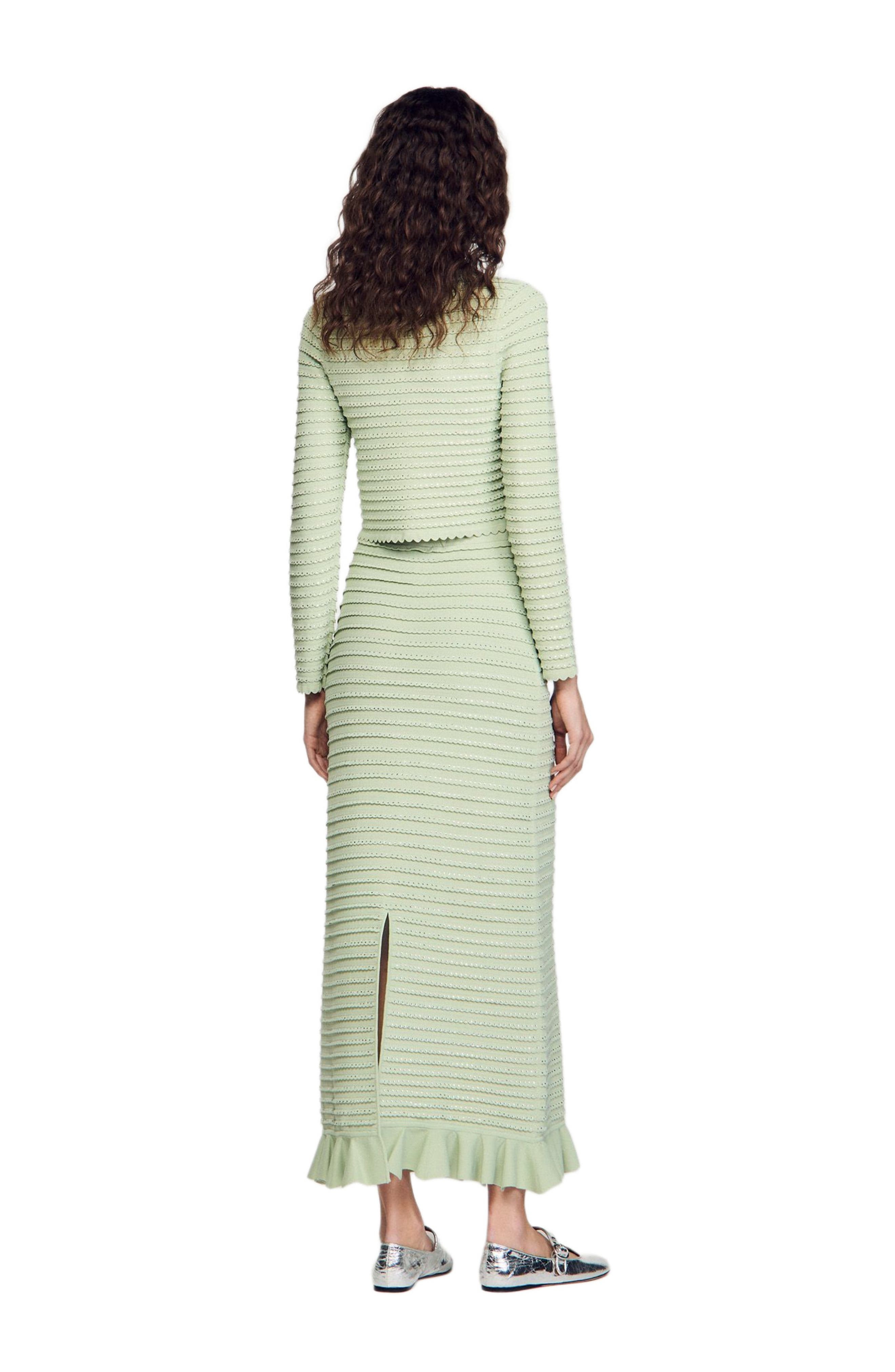 SANDRO Rhinestone knit maxi skirt in Almond Green at Nordstrom - 2