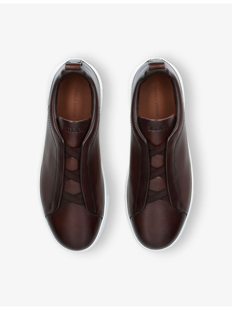 Triple Stitch Panelled Leather Low-Top Trainers 2
