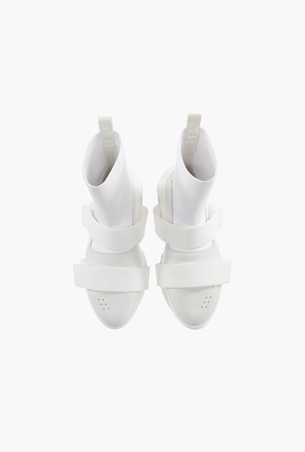 White suede and knit B-Bold sneakers with straps - 4