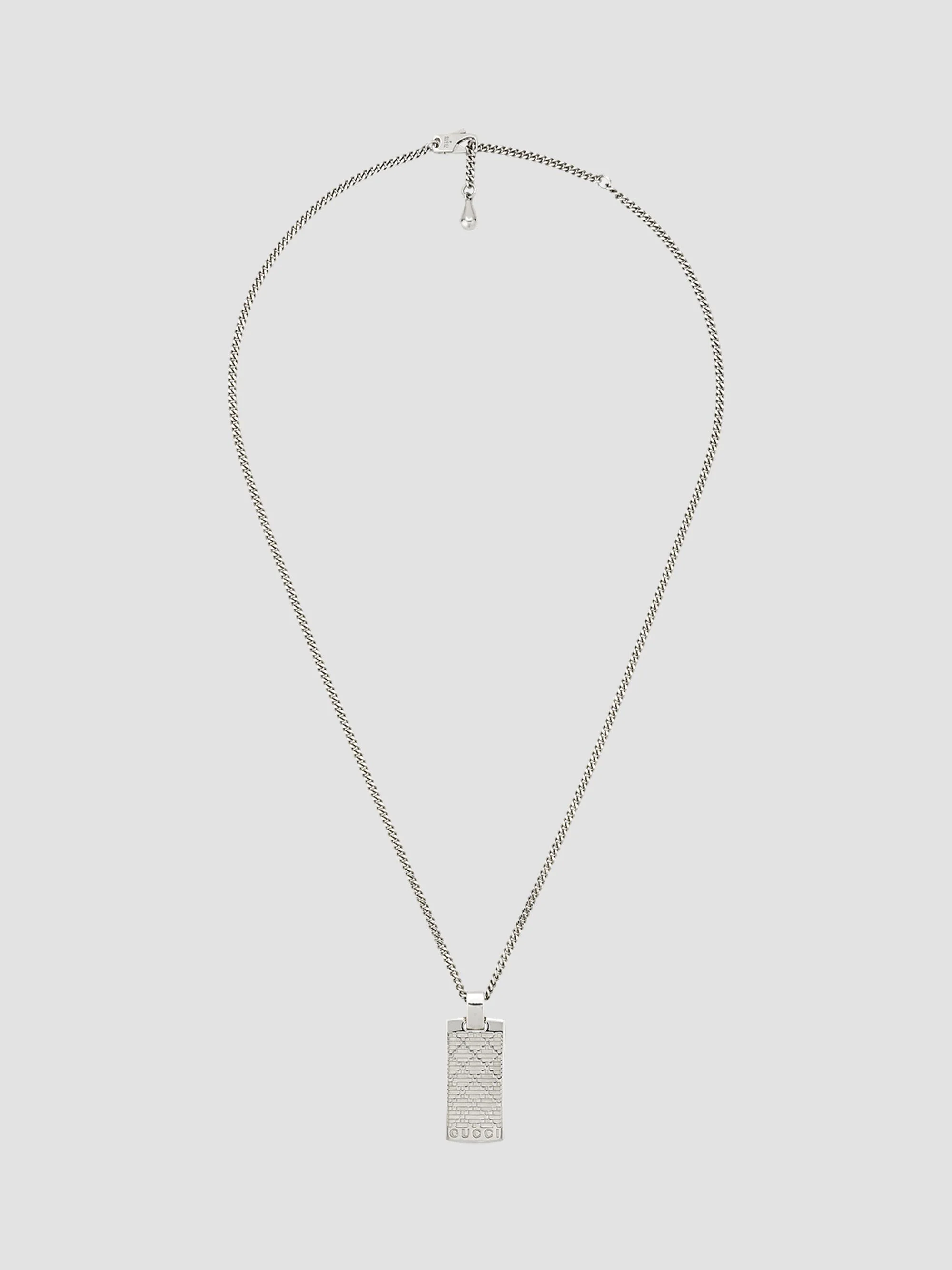 Men's Diamante Sterling Silver Pendant Necklace - Silver - 1