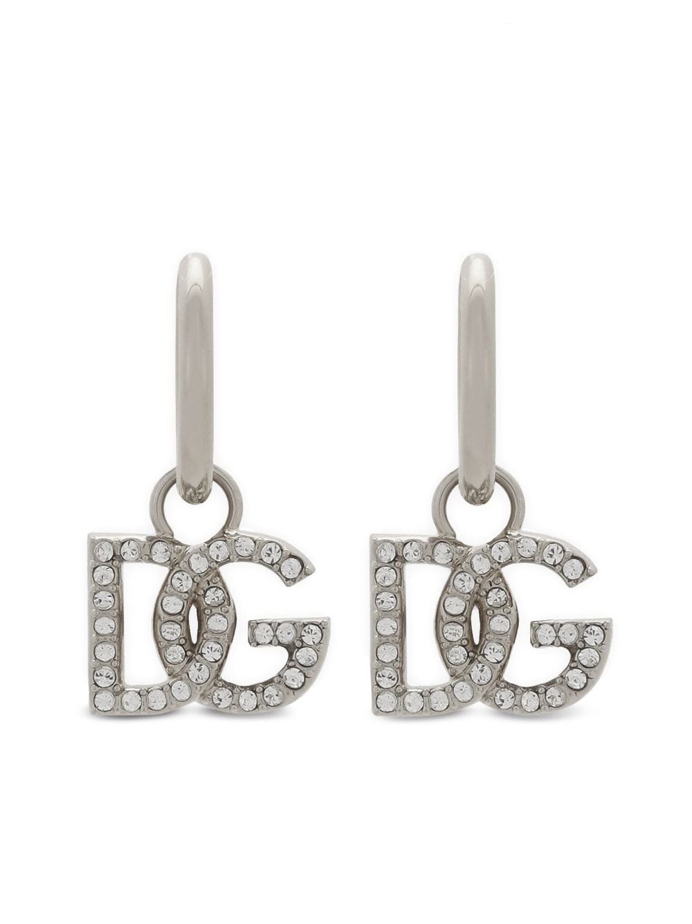 logo-charm polished hoop earrings - 1