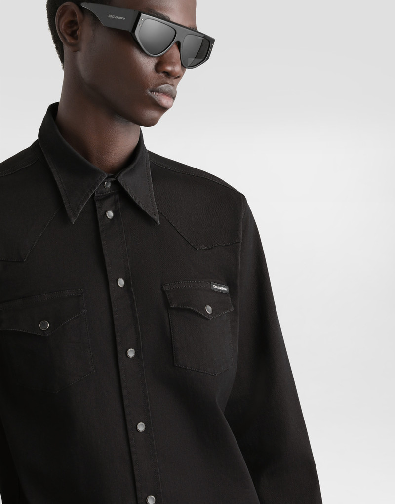Dolce & Gabbana Coated black stretch denim shirt outlook