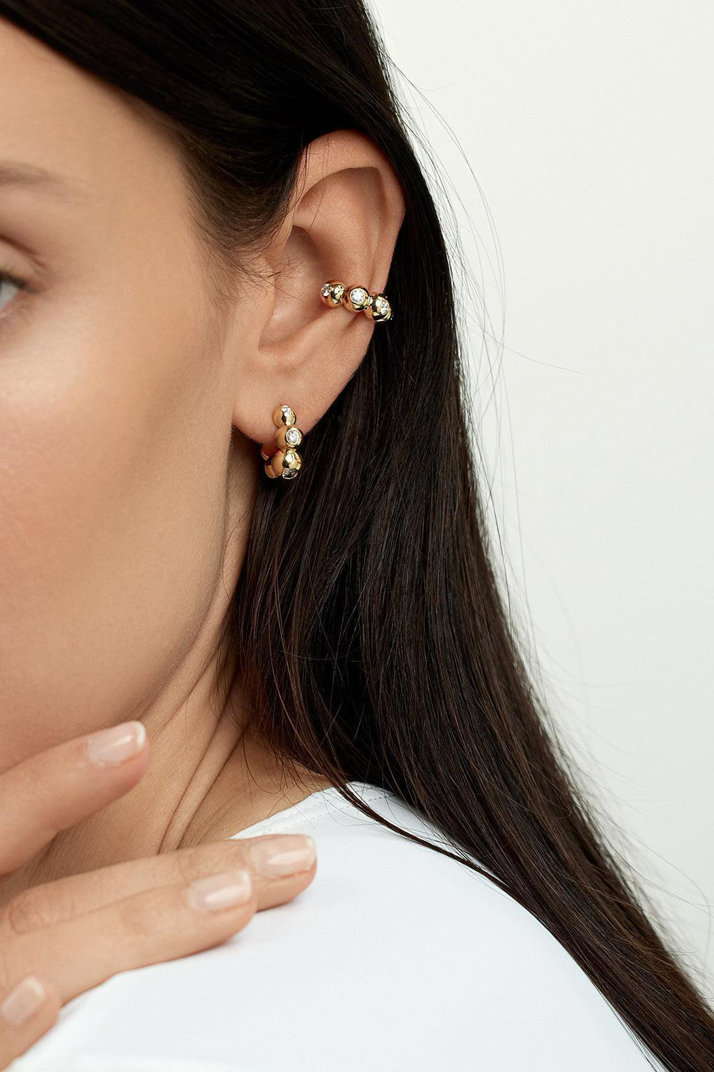 Audrey Diamond Huggie Hoop Earrings - 2
