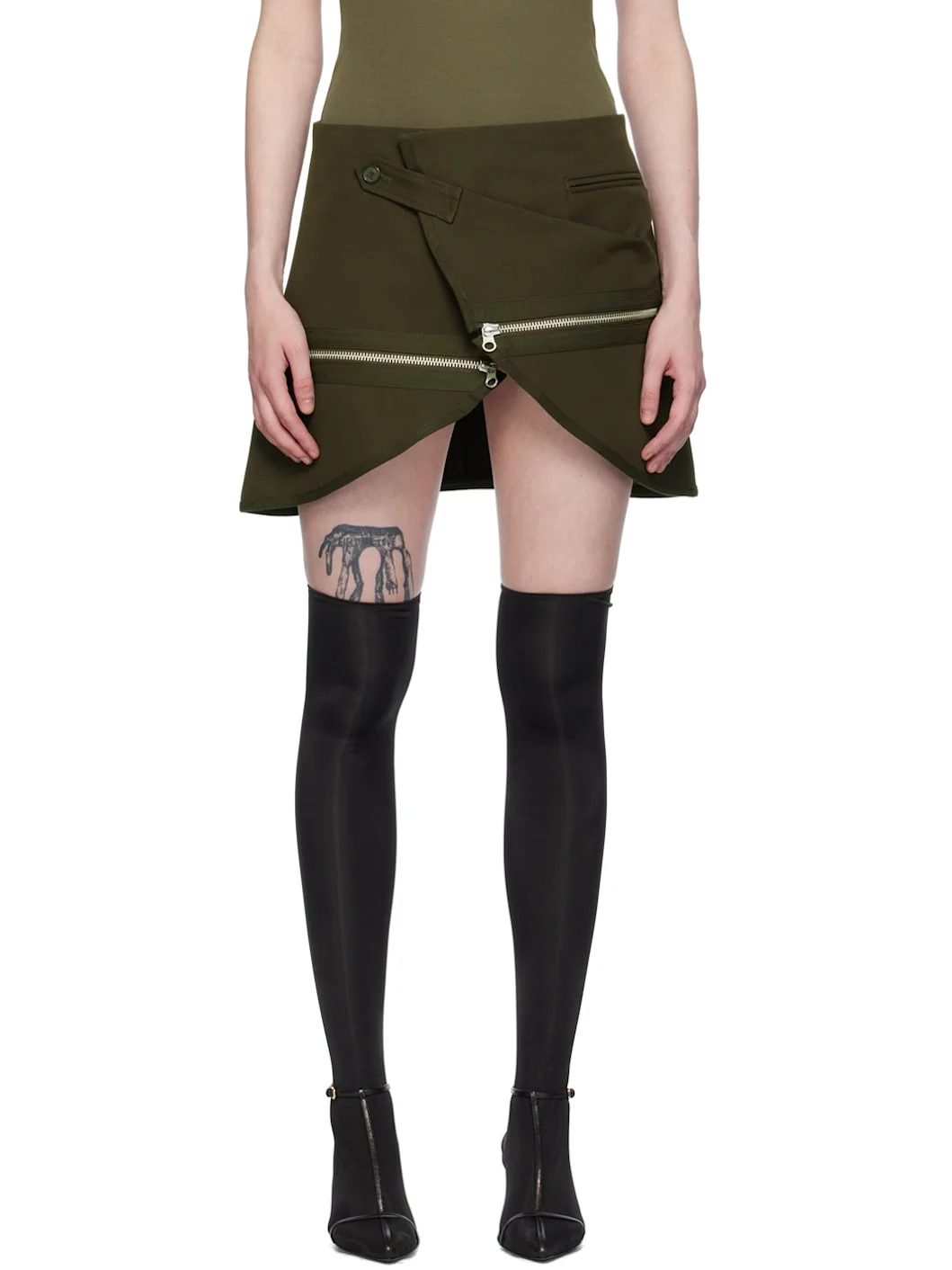 Brown Modular Miniskirt - 1