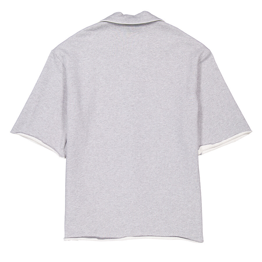 Balmain Men's Grey Cotton Shirt With Embroidered Logo - 7