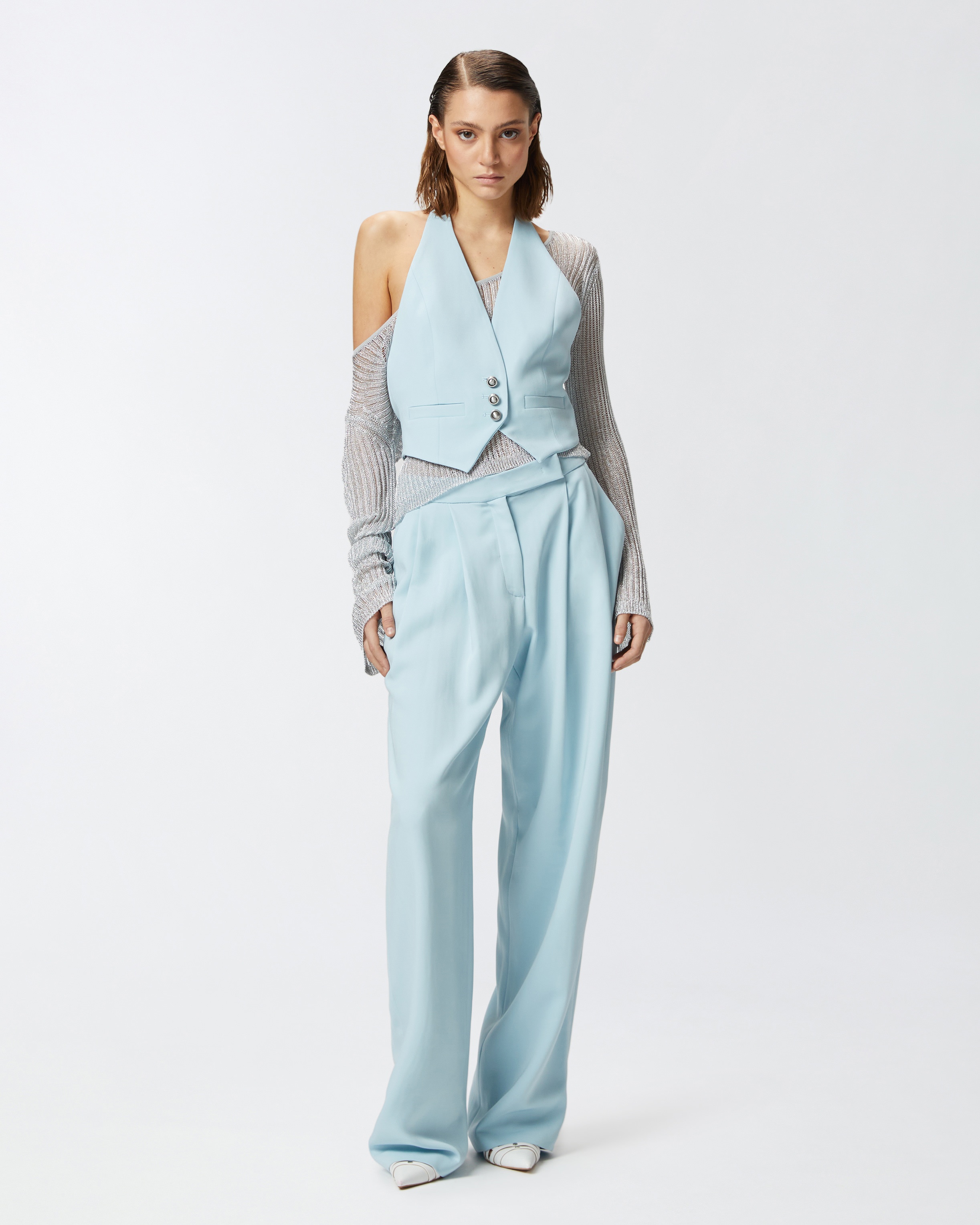 METALLIC TRANSPARENT SWEATER WITH WIDE NECKLINE - 3
