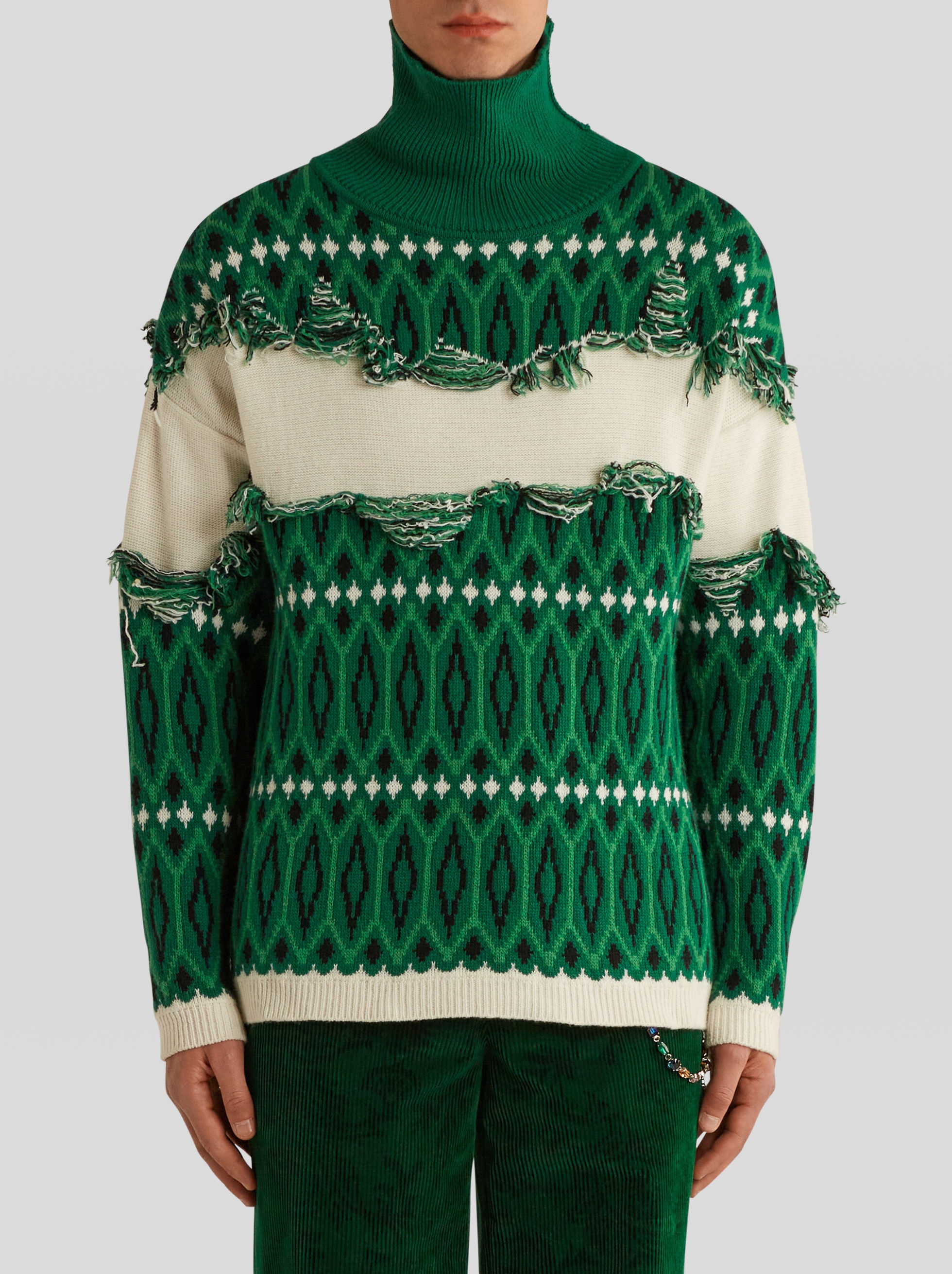 GEOMETRIC PATTERN JACQUARD SWEATER - 2