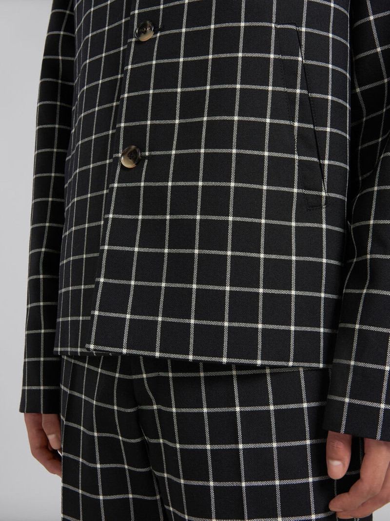 BLACK CHECKED WOOL JACKET 5