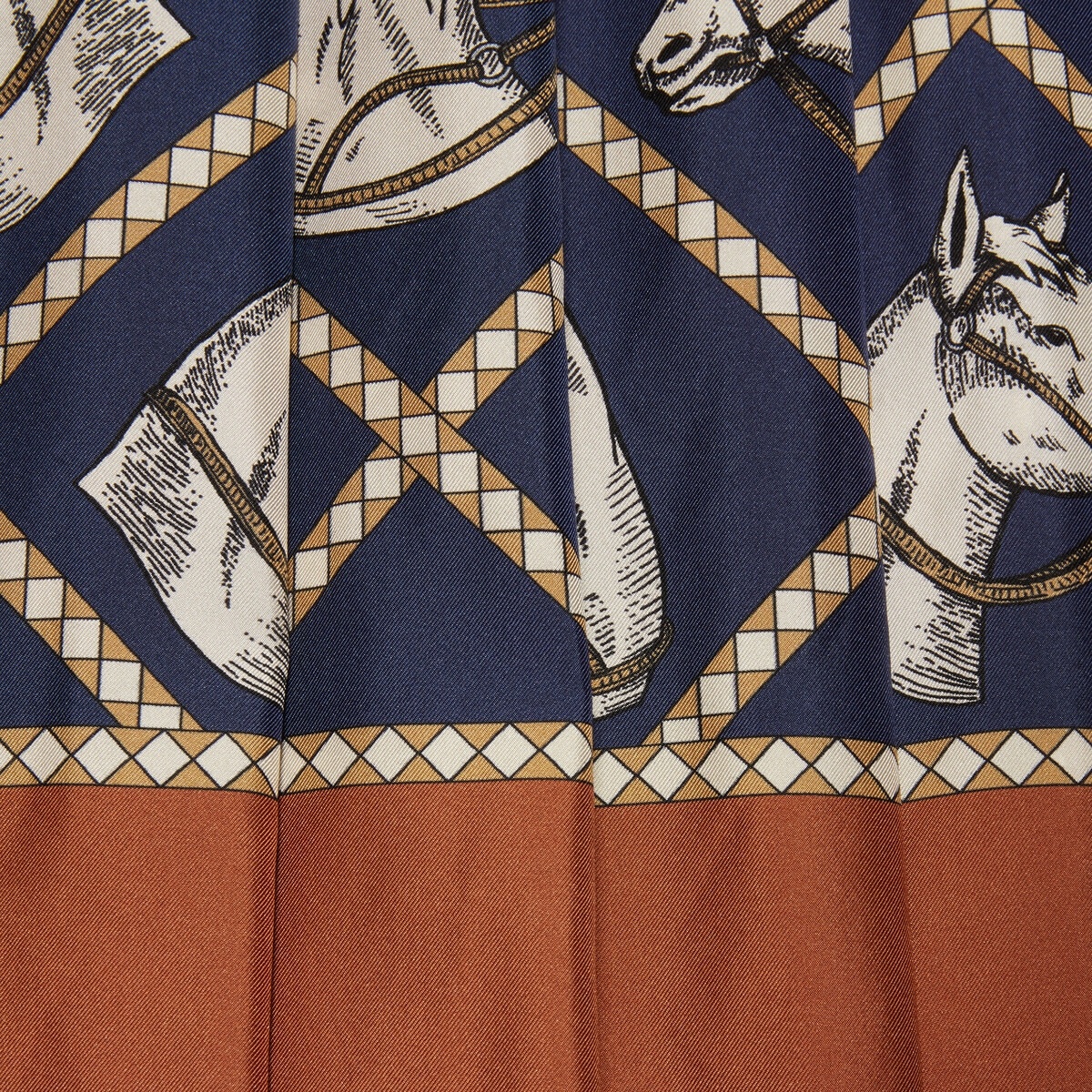 Check equestrian print silk skirt - 4