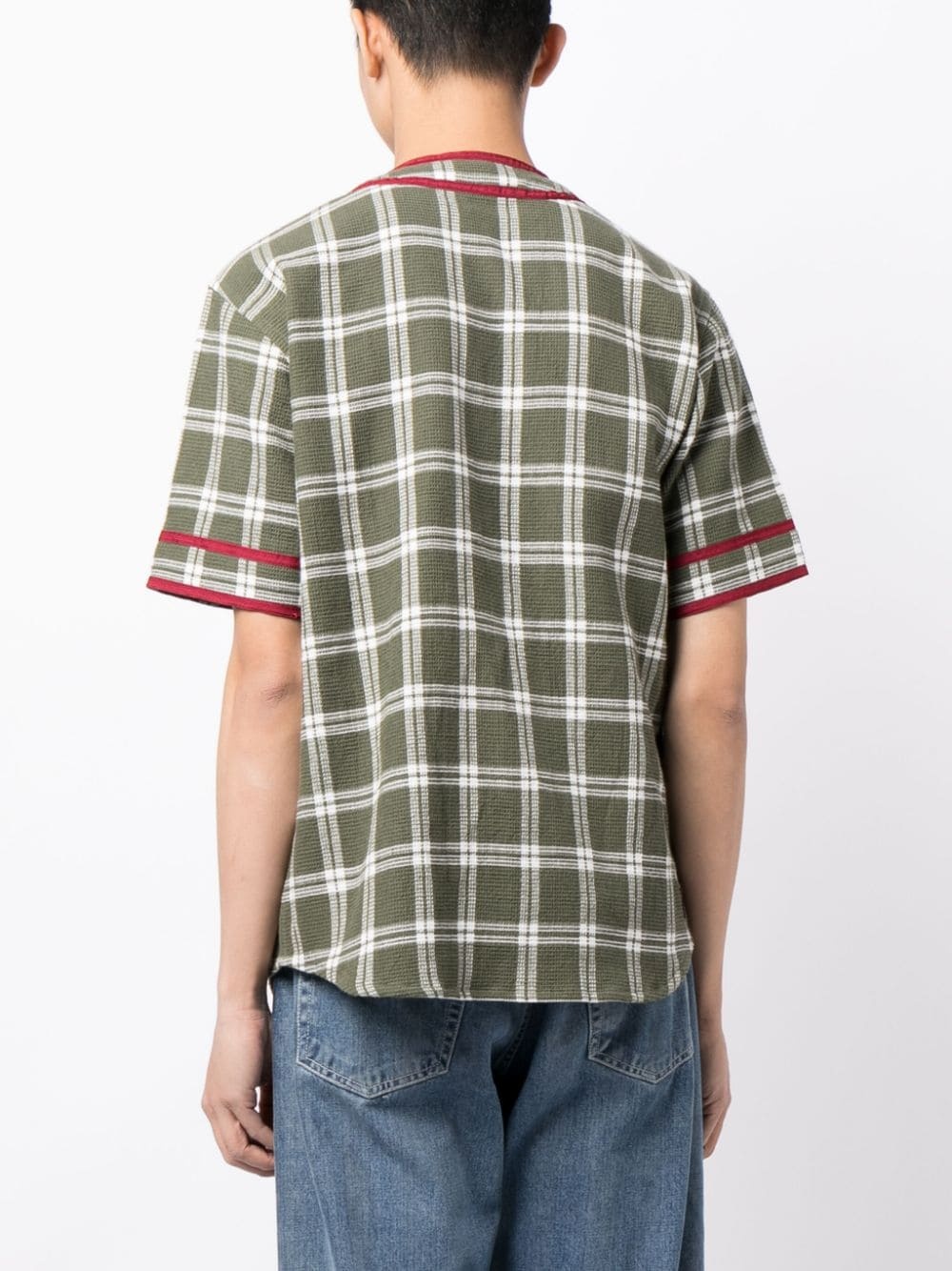 check-pattern striped-edge shirt - 4