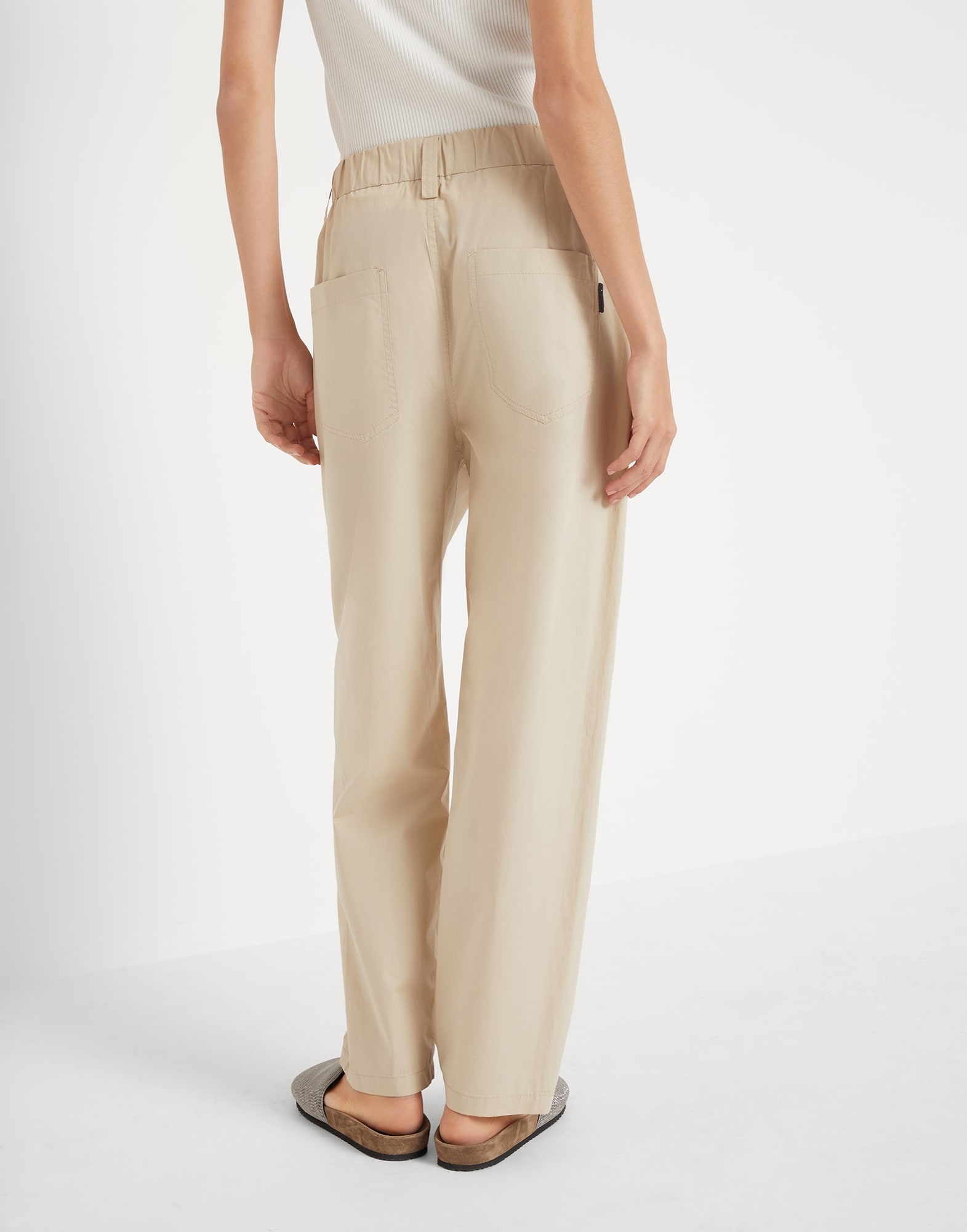 Lightweight cotton poplin baggy track trousers with shiny tab - 2