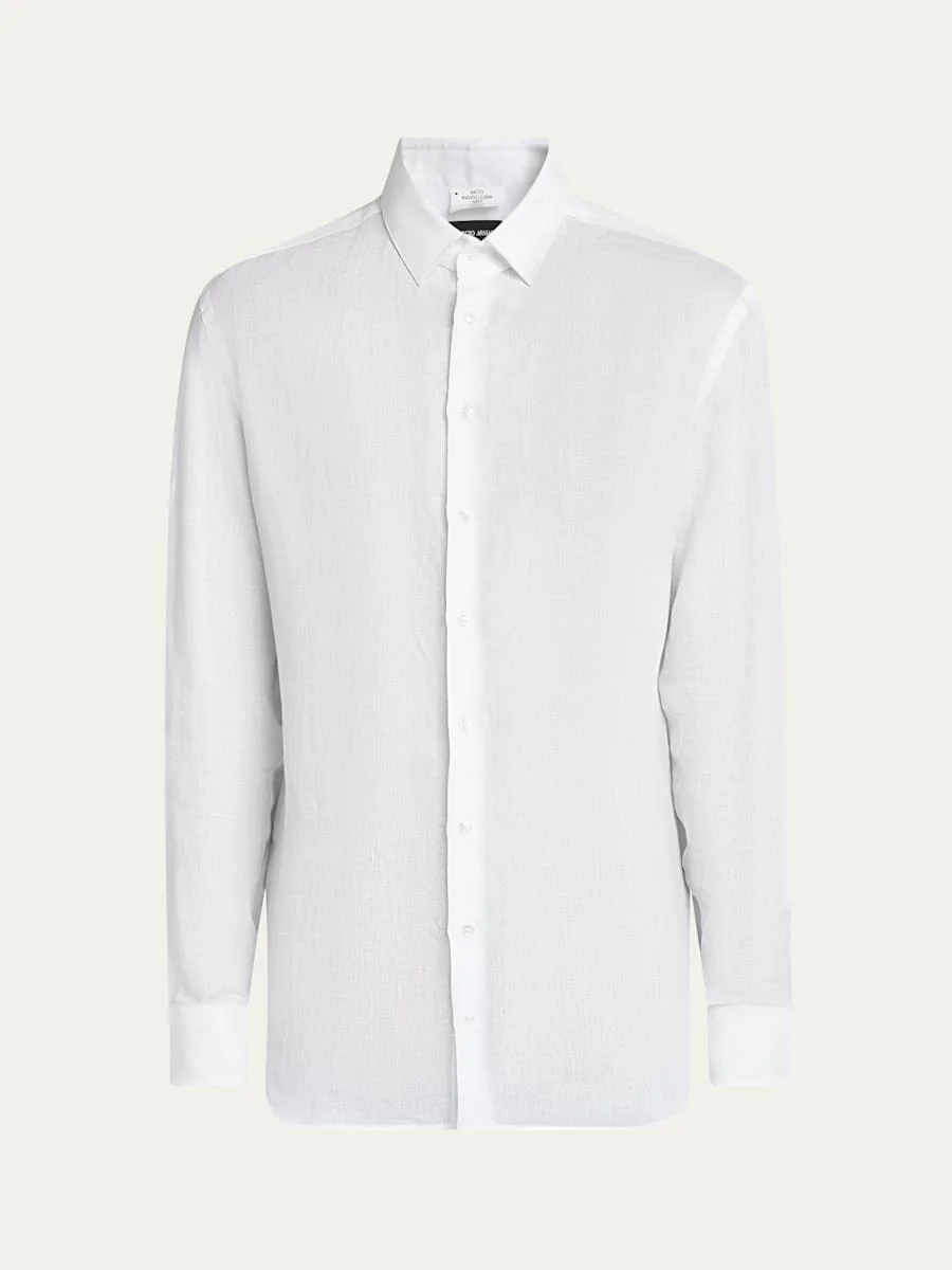 Men's Classic Solid Linen Sport Shirt - 1