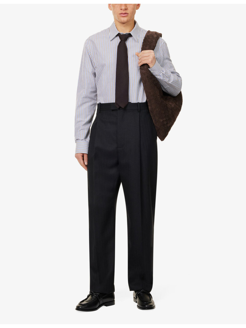 Bottega Veneta Pleated two-slip-pockets wide-leg relaxed-fit wool trousers outlook