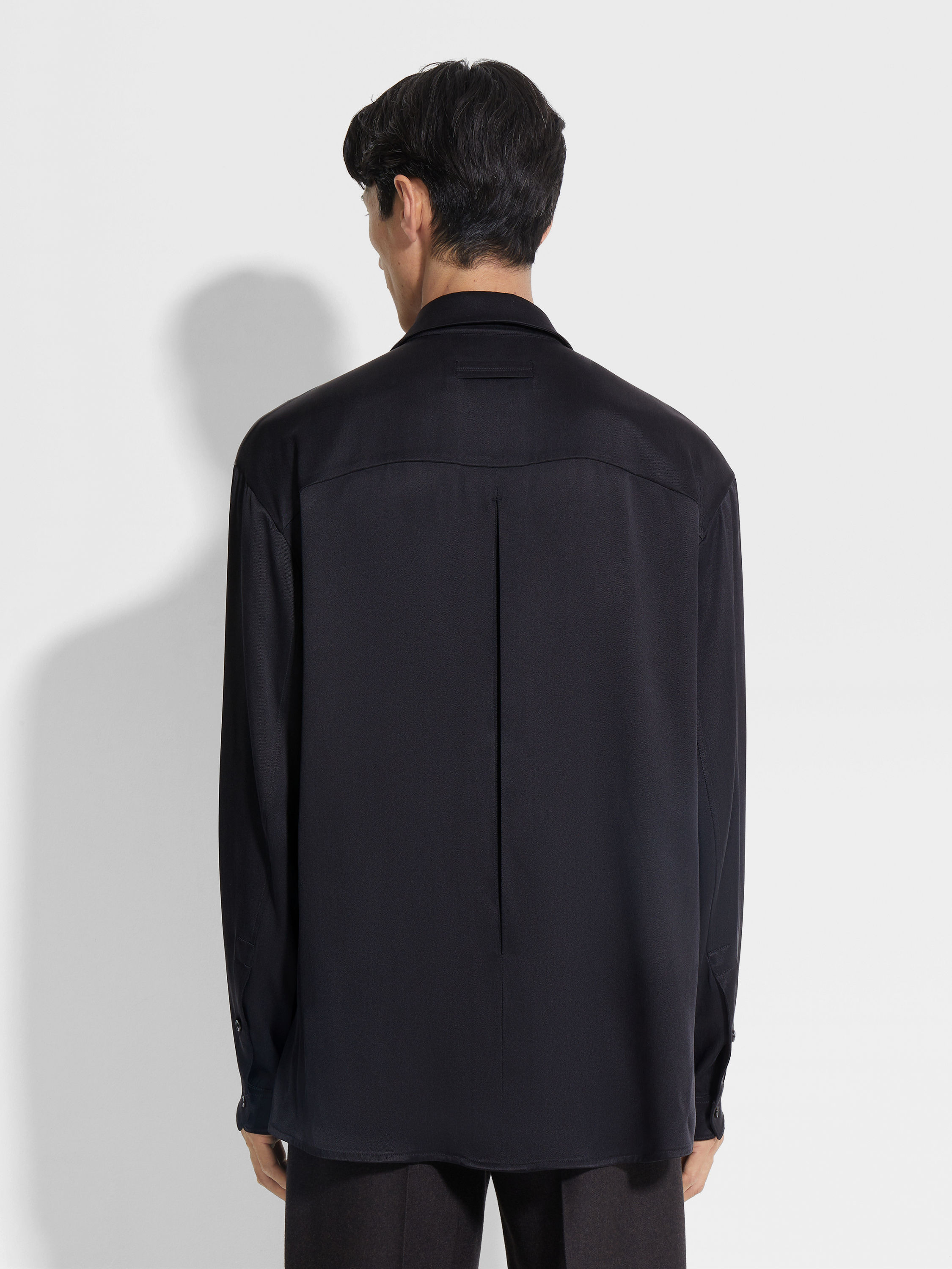 BLACK SILK SHIRT - 5