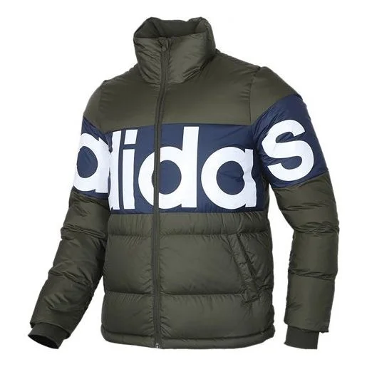 adidas neo Colorblock Alphabet Down Jacket Green EI4383 - 1