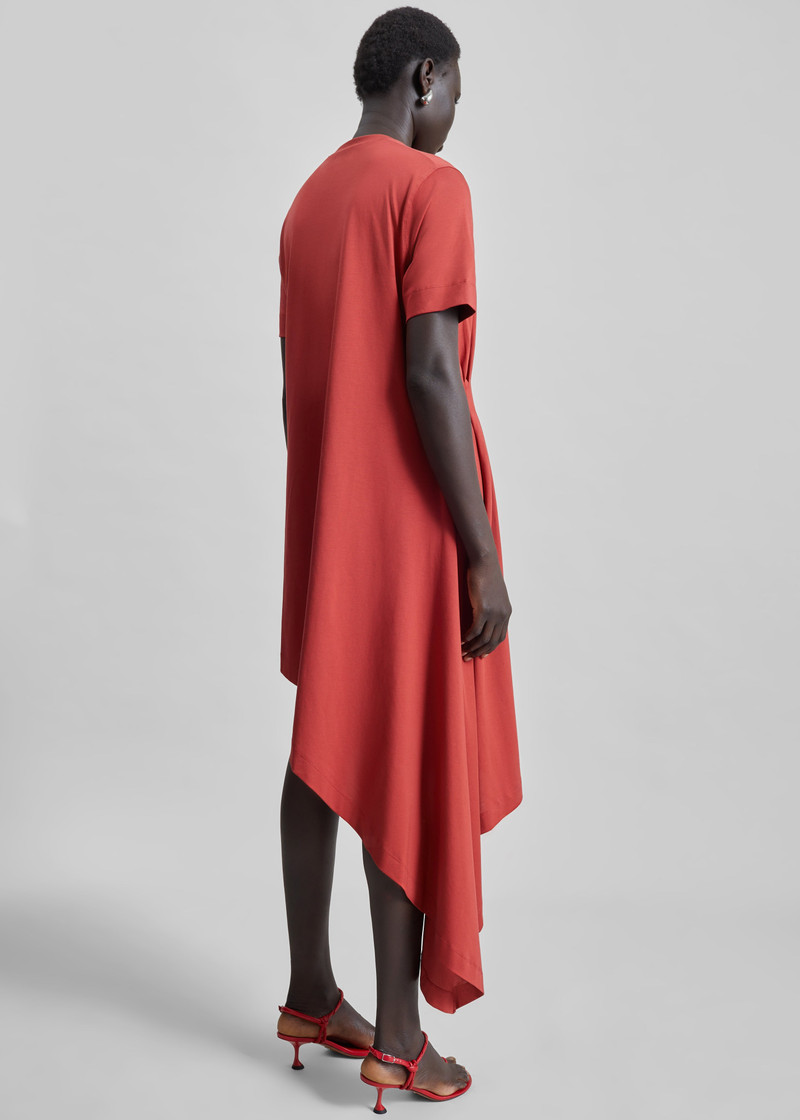 Loulou de Saison Igari Asymmetric T-Shirt Dress - Red 6