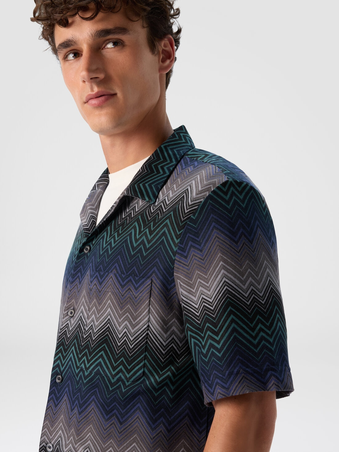 Bowling Shirt with Irregular Zigzag - 4
