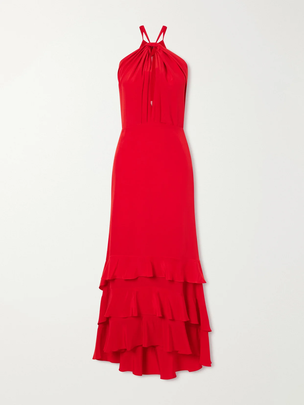 Vino De Palma Ruffled Duchesse-satin Silk Halterneck Maxi Dress - 1