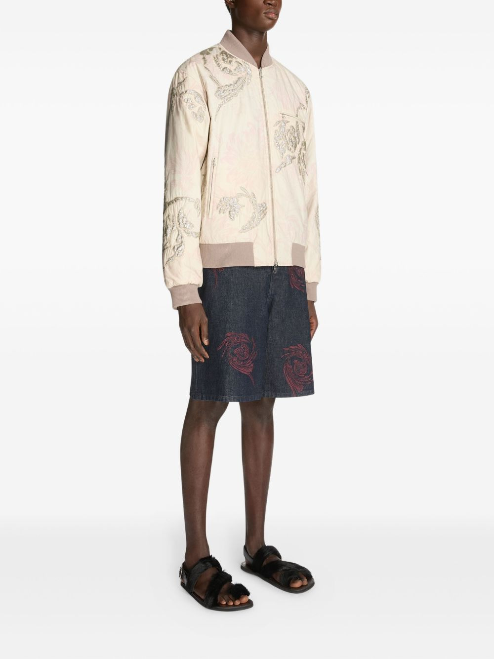 embroidered denim shorts - 3